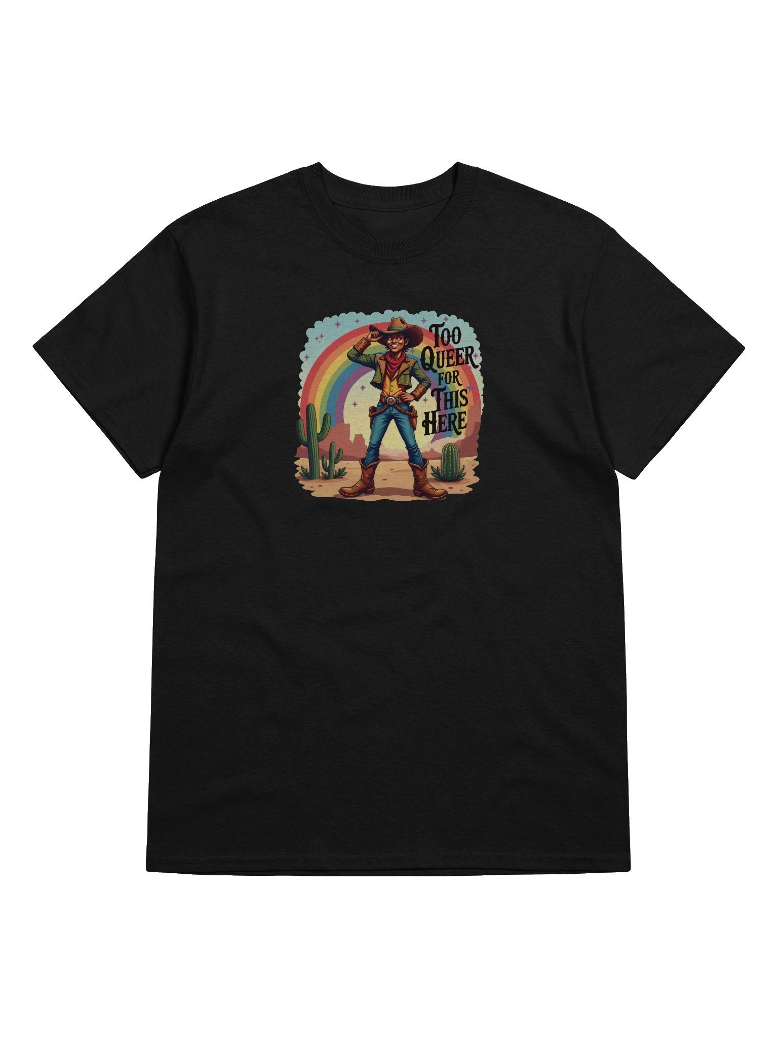 Cowboy Too Queer For This Here Dark Version Unisex Heavyweight Graphic T-Shirt product image (5)