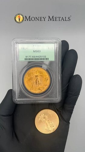 Historic gold coinage meets modern bullion. 

See an MS63 graded Saint-Gaudens $20 Double Eagle beside a 1 oz American Gold E...