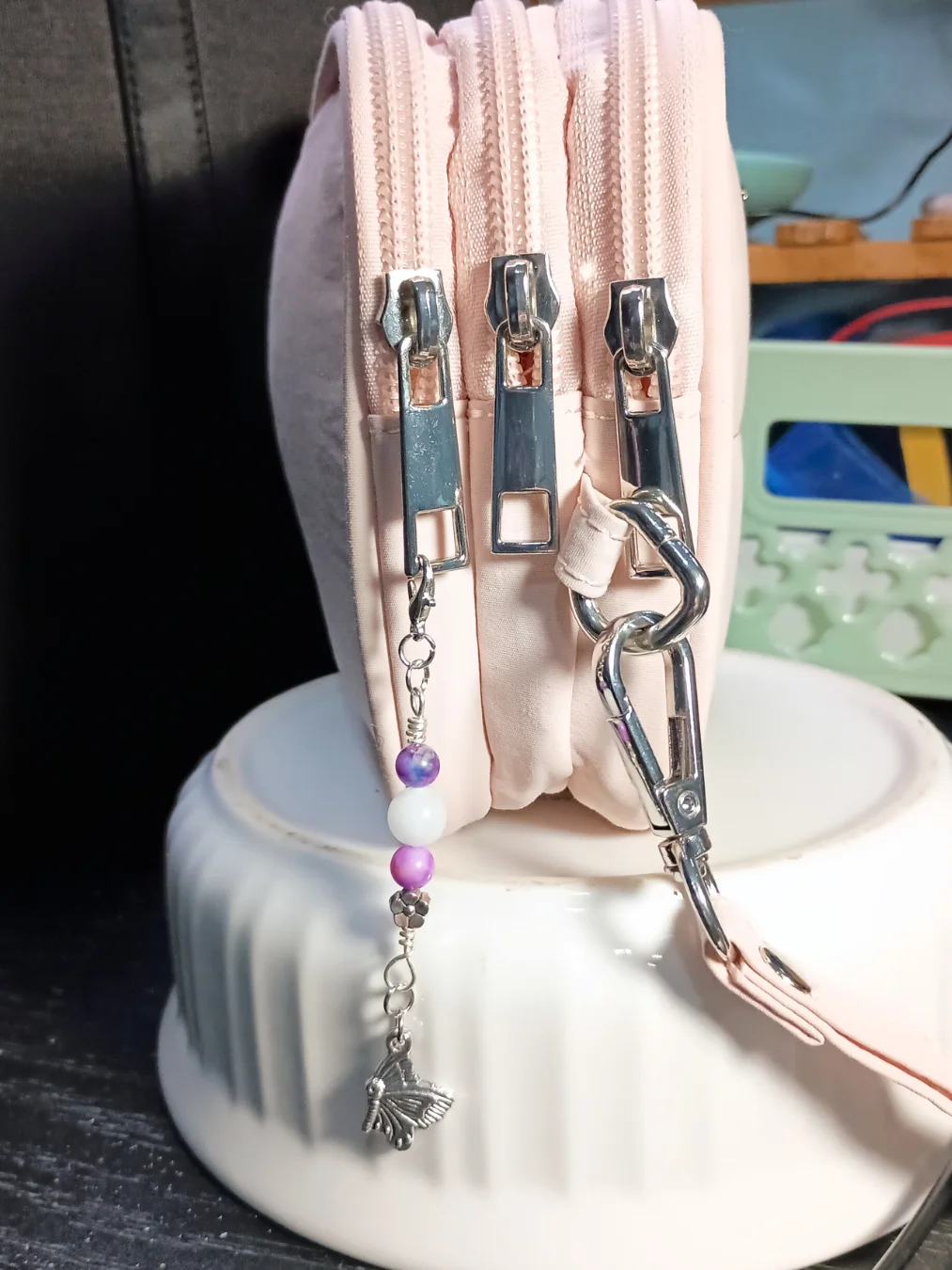 Butterfly Notebook Charm | Quartz & Purple Crystal, Silver-Tone | Stitch Marker | Zipper Pull product image (5)