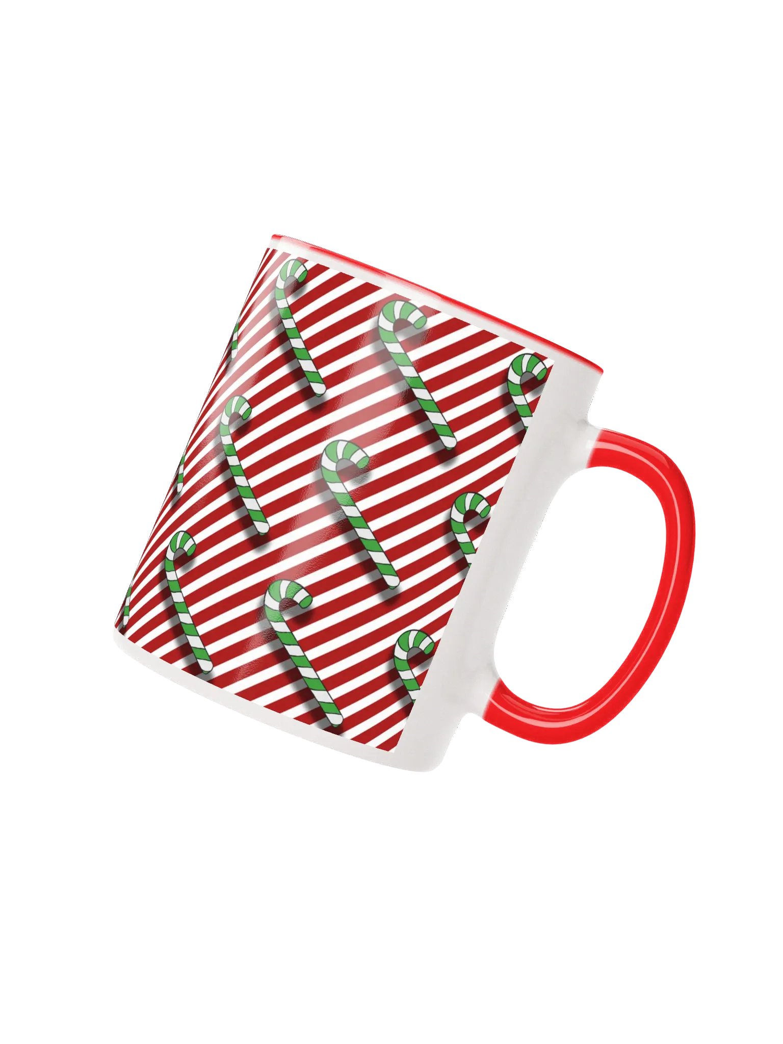 Green Candy Canes on Red Peppermint Stripe Ceramic Mug product image (2)