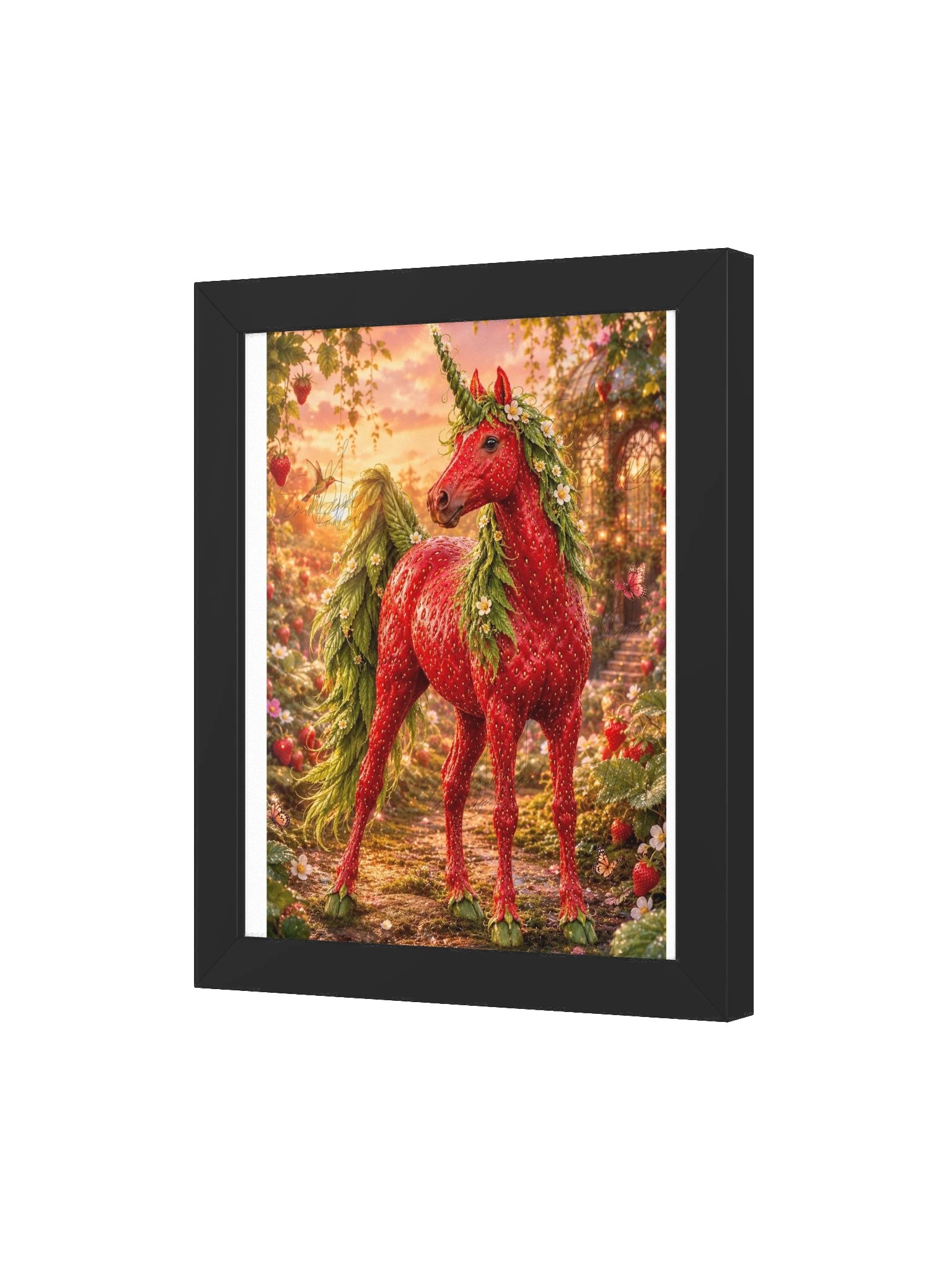 Strawberry Unicorn Black Framed Poster product image (35)