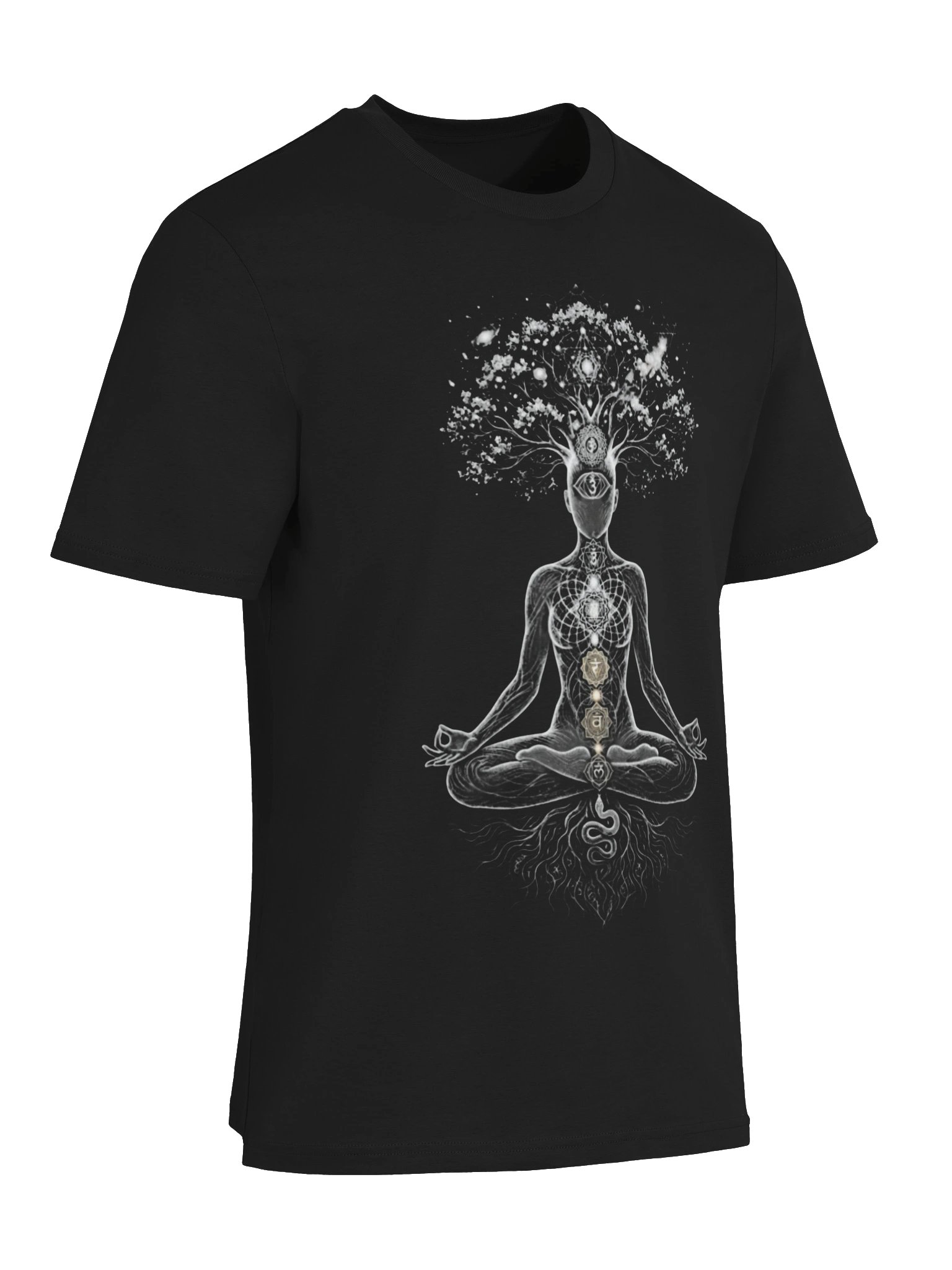 Meditation Tree of Life Chakra T-Shirt – Spiritual Awakening Yoga Tee | Third Eye & Sacred Geometry Unisex Shirt product image (6)