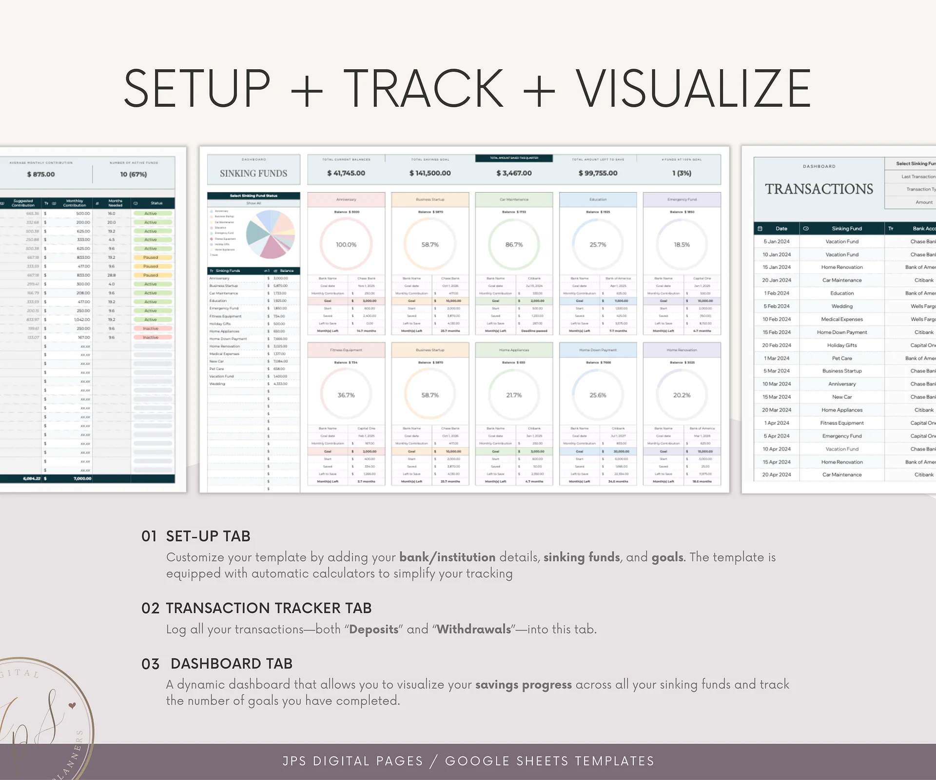 Sinking Funds Tracker Spreadsheet, Google Sheets Savings Tracker, product image (7)