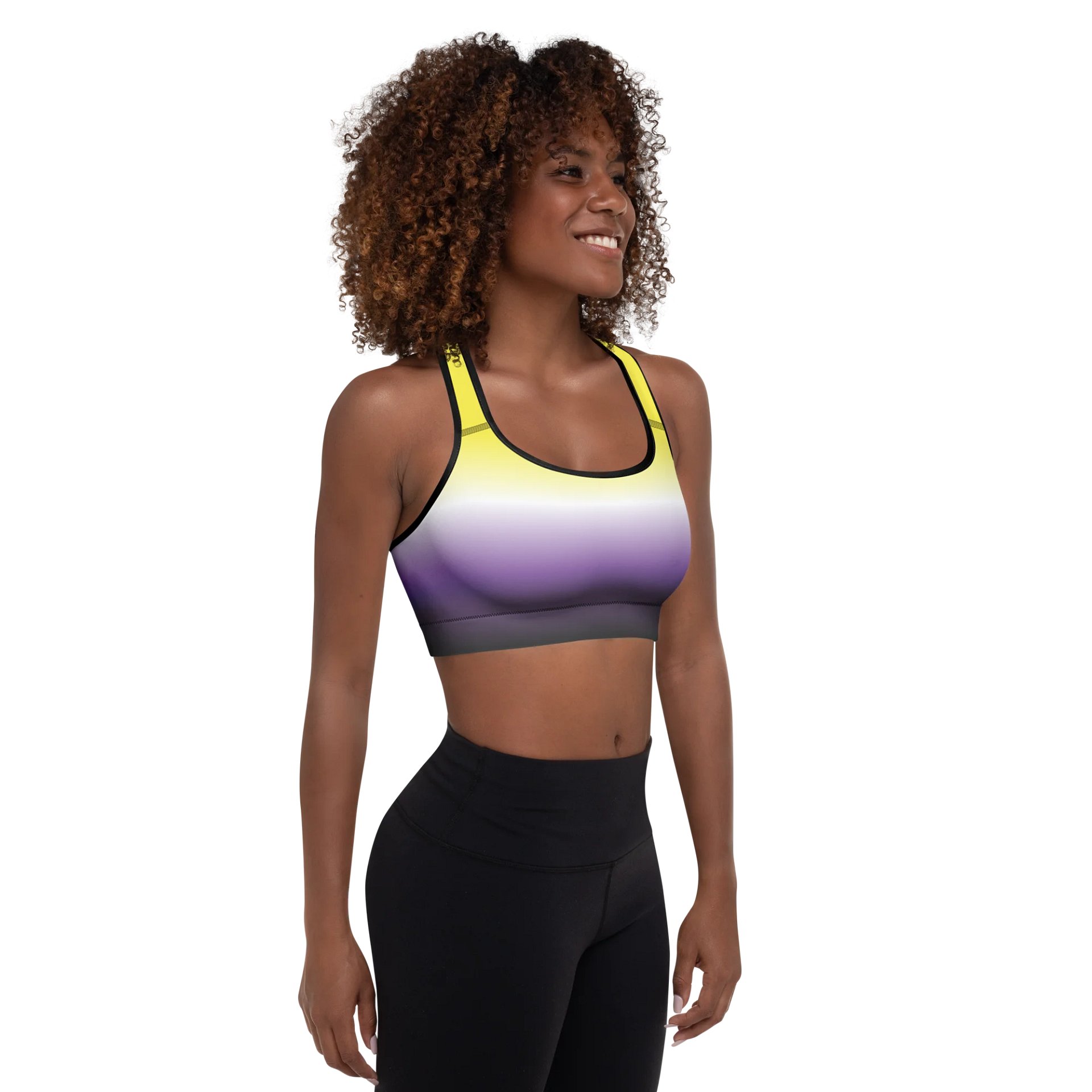 Non-binary Pride Gradient Padded Sports Bra product image (6)