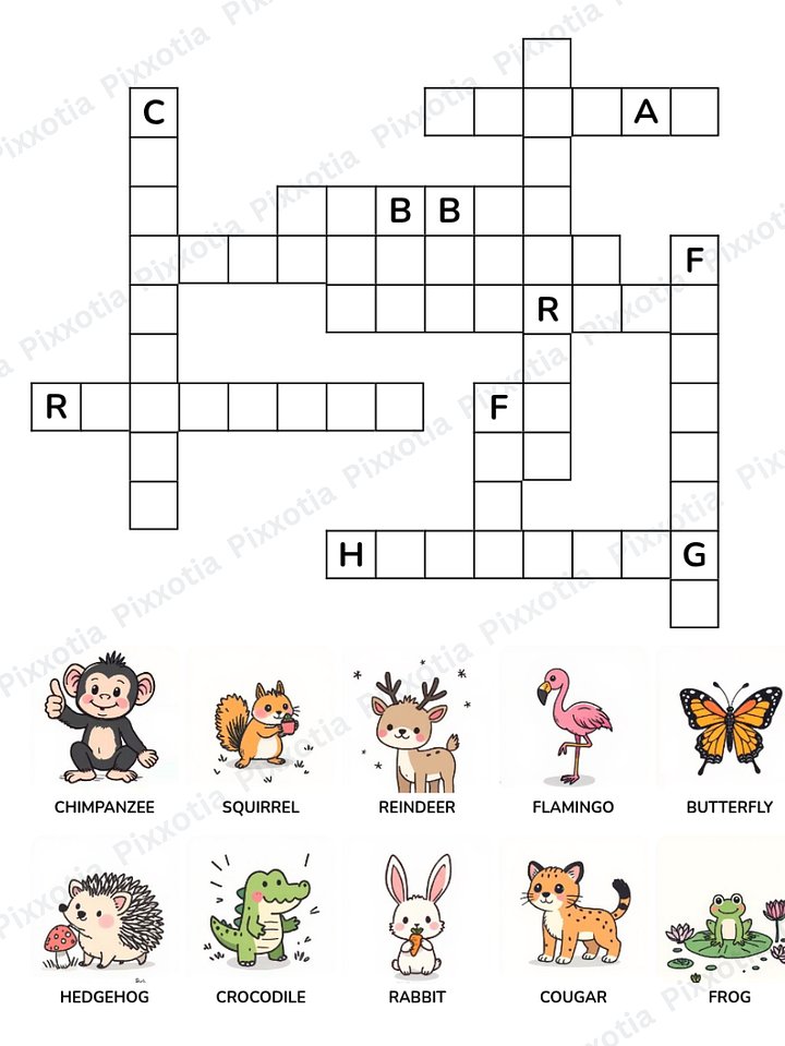 Animal Crossword Puzzle PDF | Fun Learning Activity | Printable with Solutions product image (2)