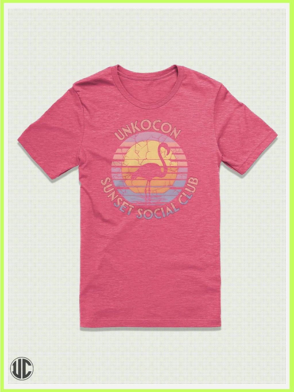 UnkoCon Sunset Social Club T-Shirt – Retro Flamingo Beach Tee product image (1)