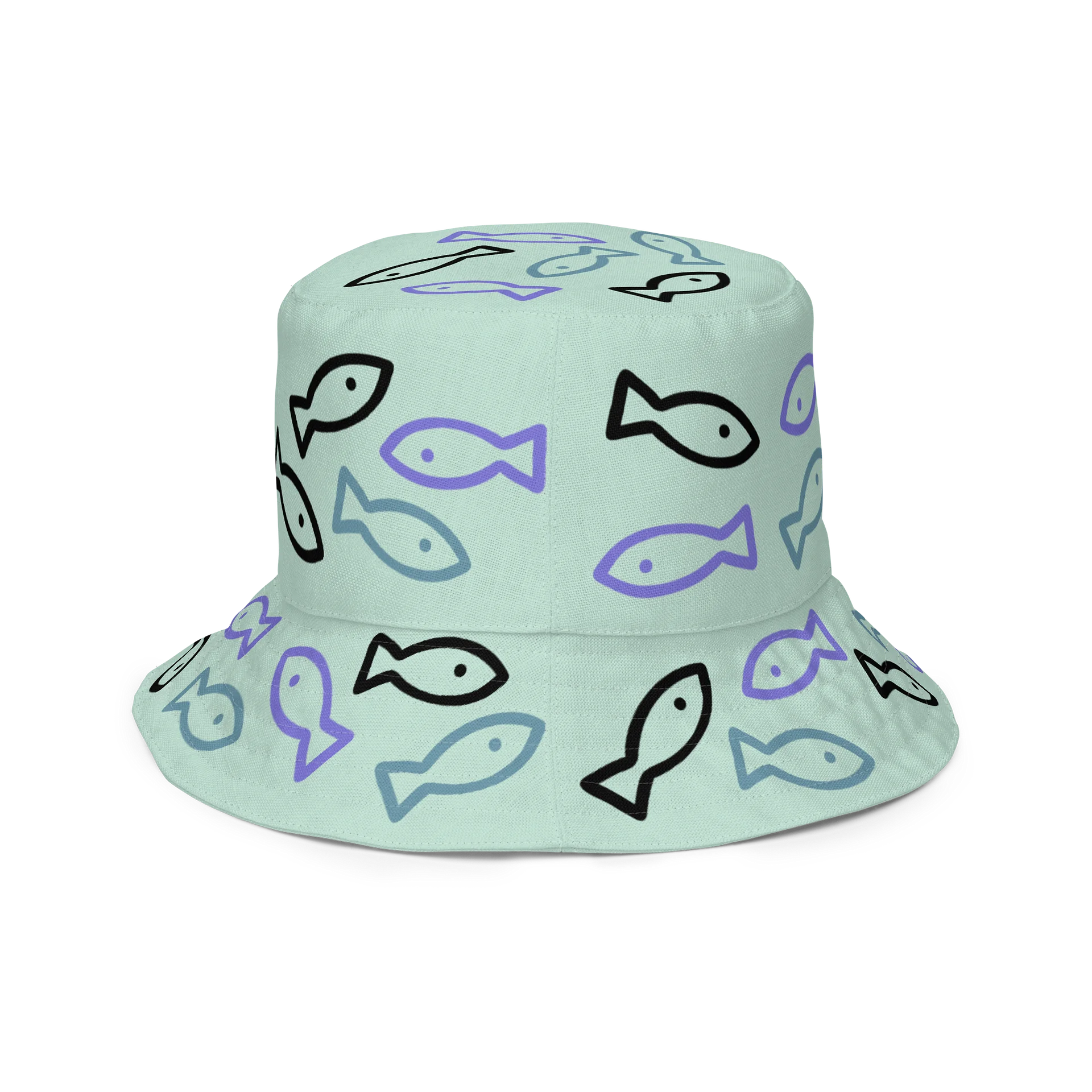 Mint Playful Fish All-Over Print Reversible Bucket Hat product image (3)