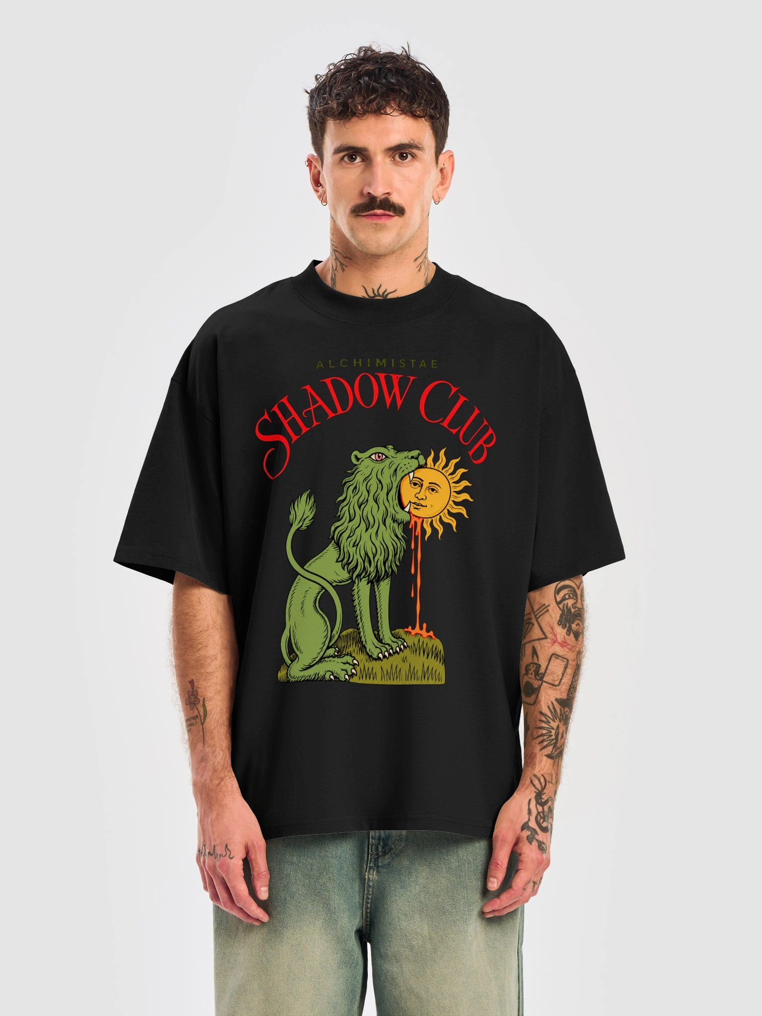 T-Shirt Unisex Oversize Coton Bio Poids Lourd - LION ALCHIMIQUE product image (4)