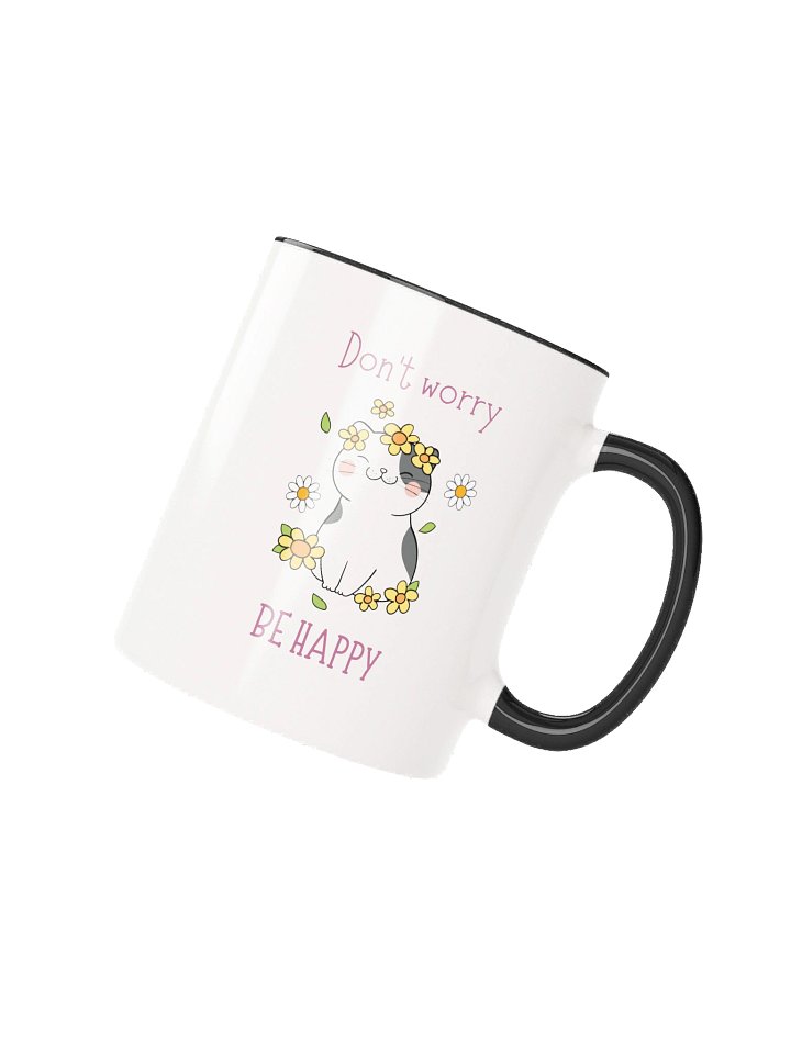 Be Happy Cat Coffee Mug – Cute Floral Cat Lover Gift product image (8)
