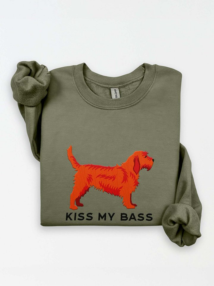 Kiss My Bass Sweatshirt (Embroidered) of a Basset Fauve de Bretagne(Red) product image (2)