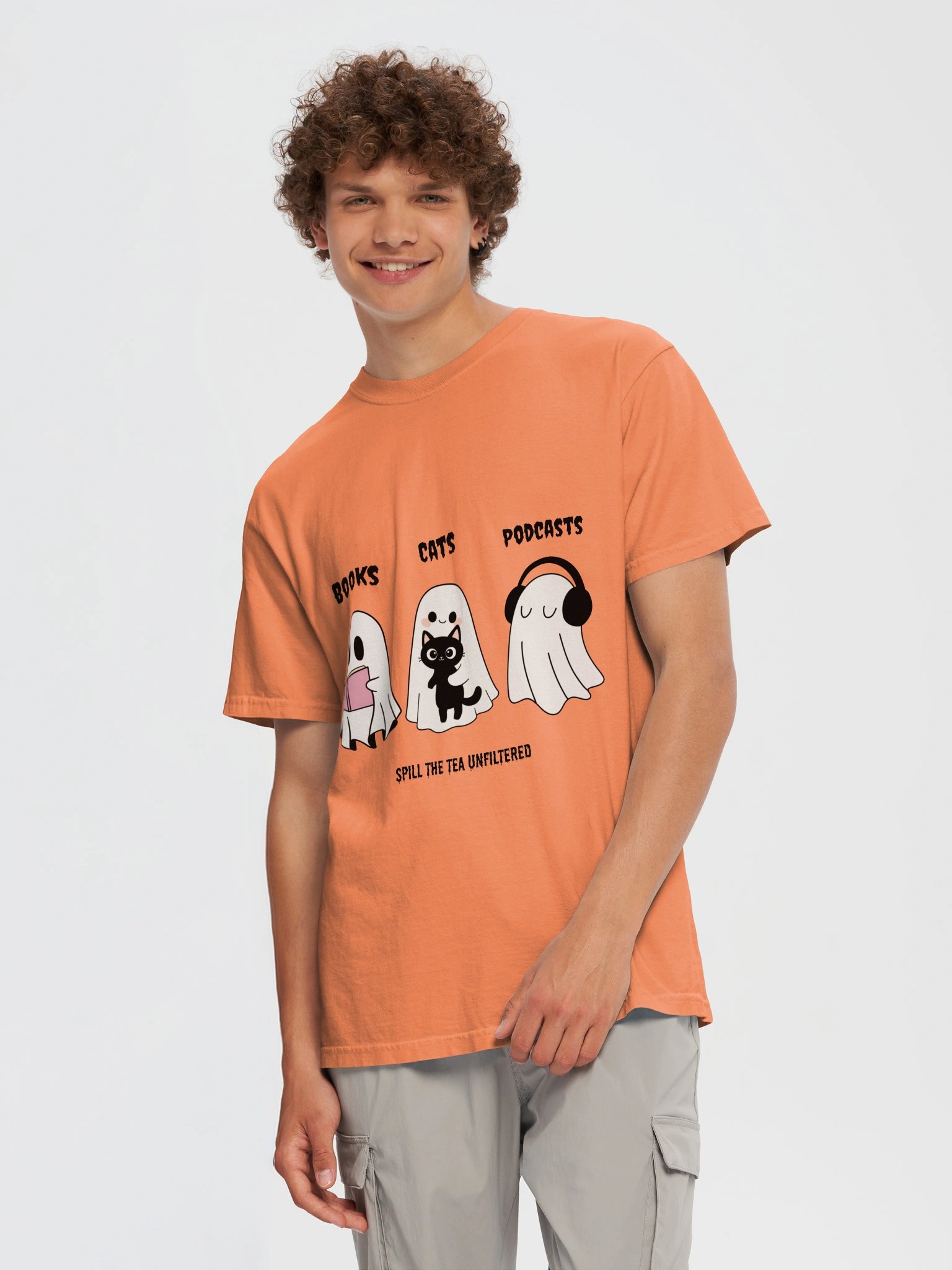 Books Cats Podcasts Halloween Tee product image (5)