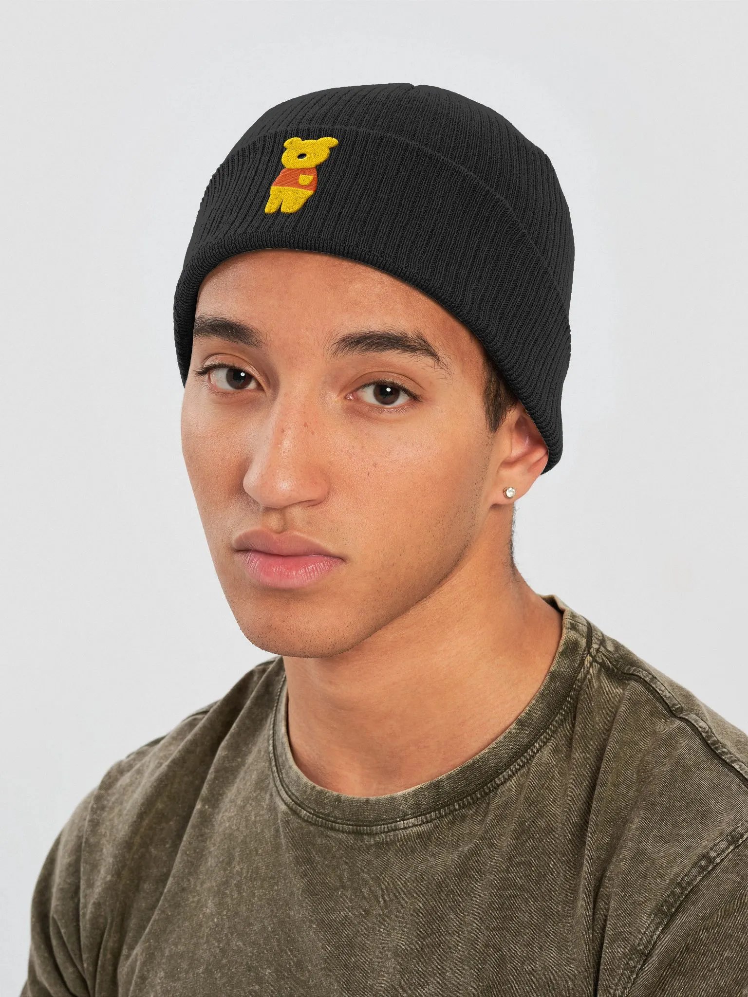 No Mouth Bear Organic Ribbed Beanie product image (3)