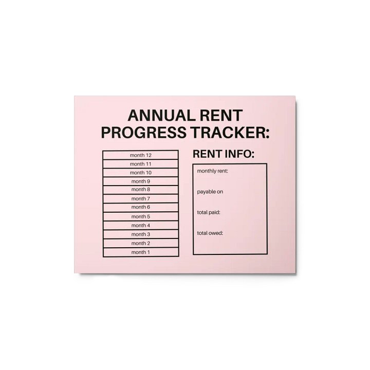 ANNUAL RENT TRACKER (black design 2) product image (1)