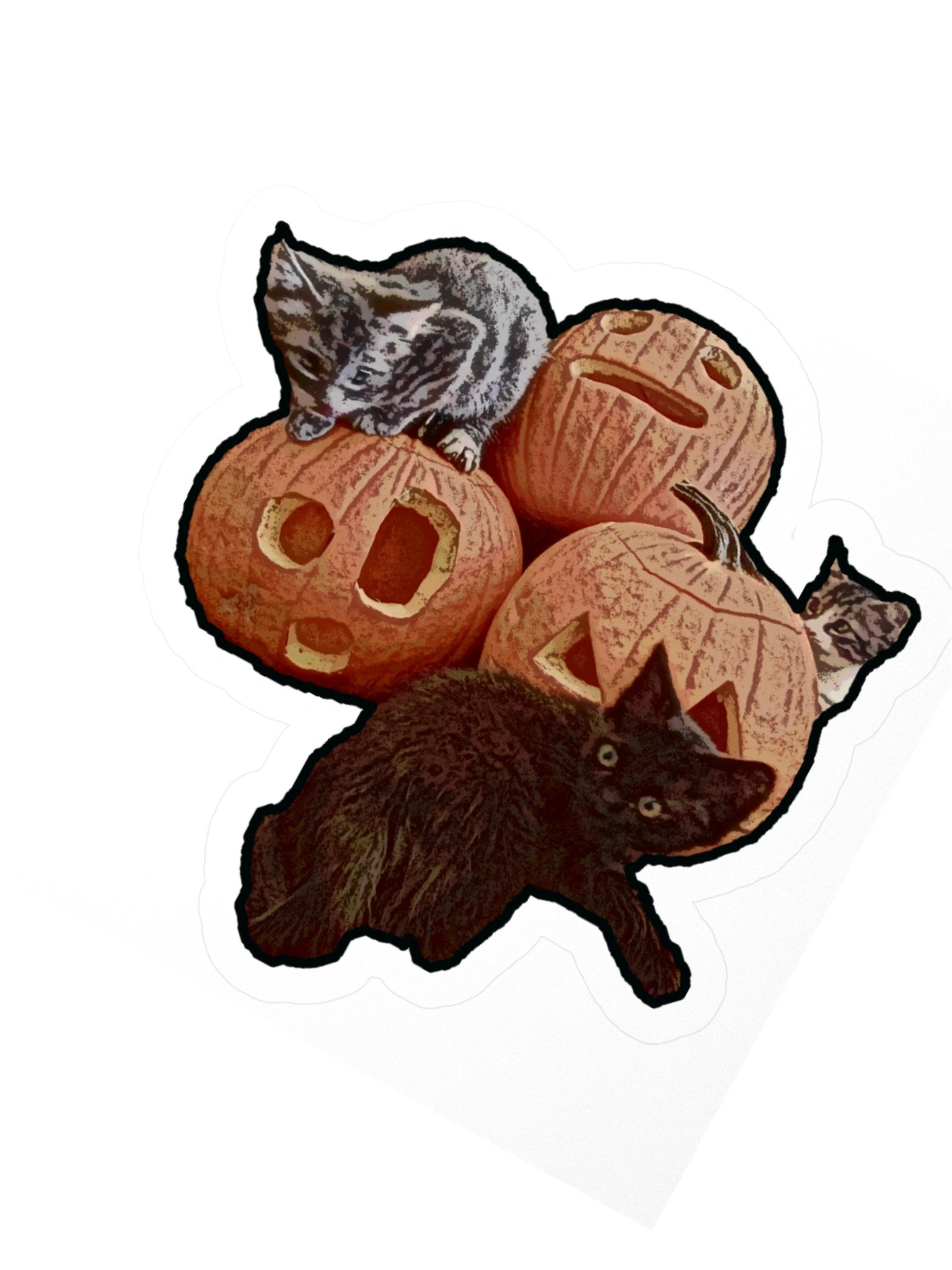 Three kittens & three pumpkins product image (5)