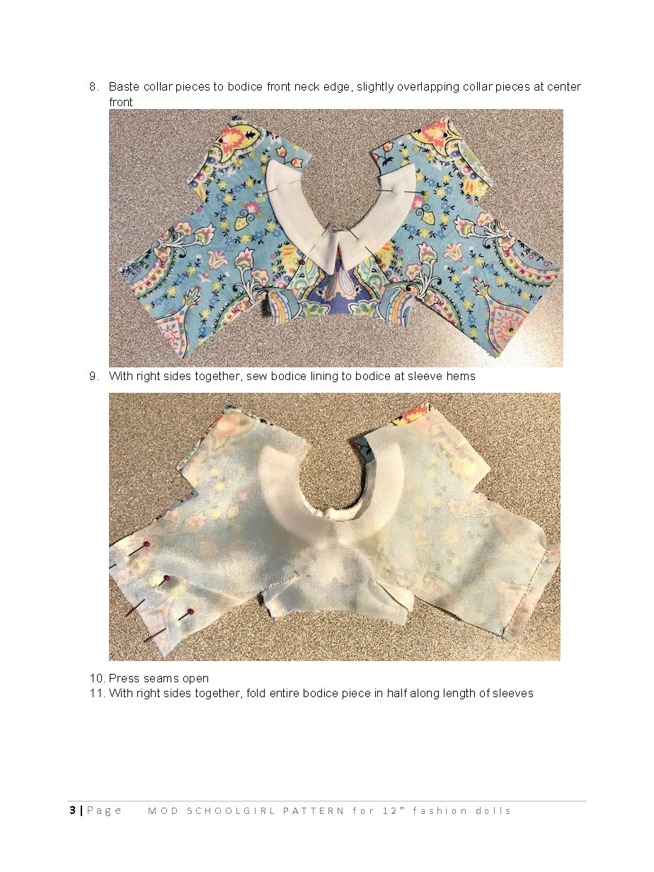 Mod Schoolgirl sewing pattern for 12" fashion dolls product image (3)