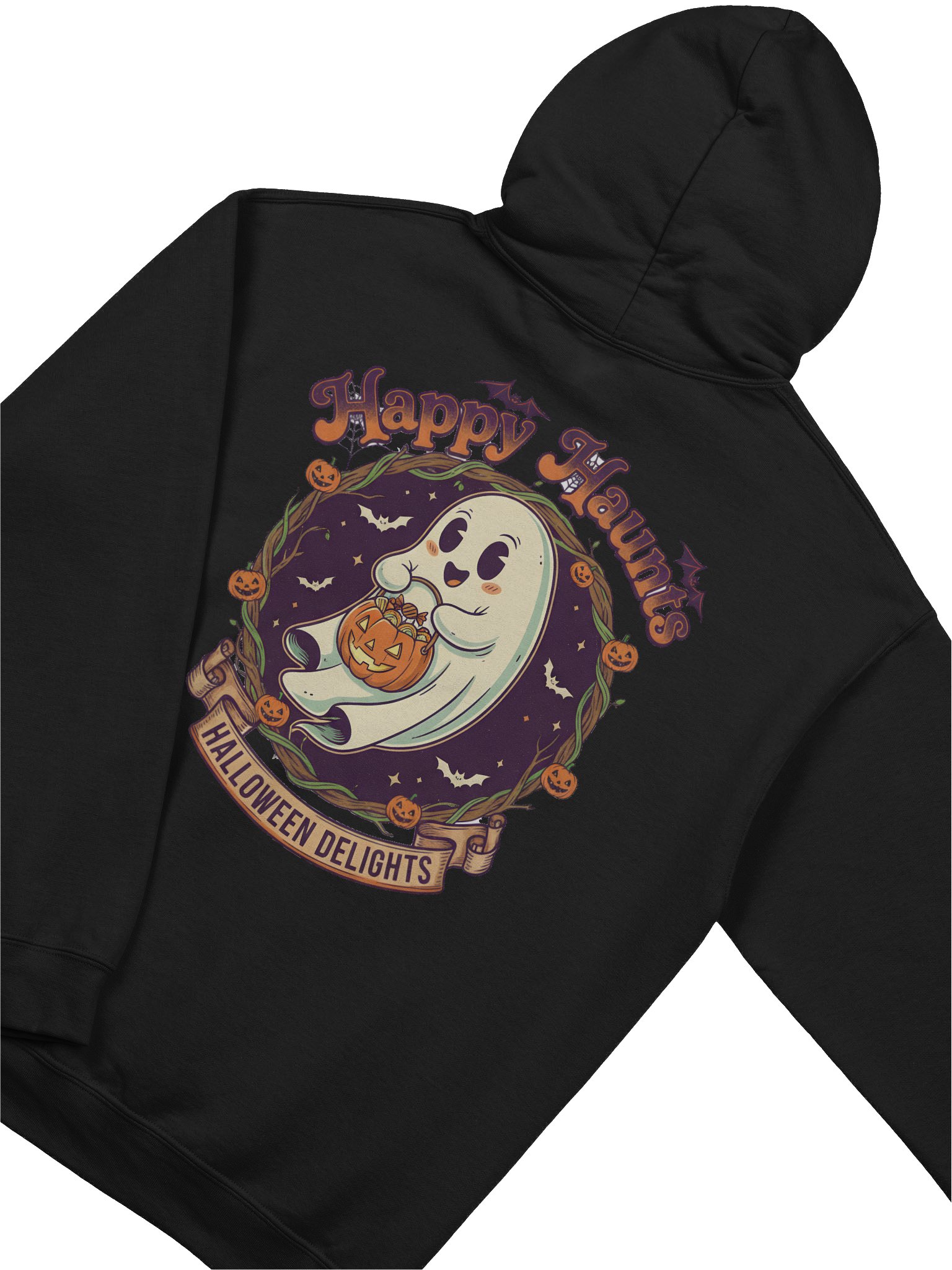 Happy Haunts Halloween Hoodie – Cute Ghost Trick-or-Treat Sweatshirt for Spooky Season Outfits product image (4)