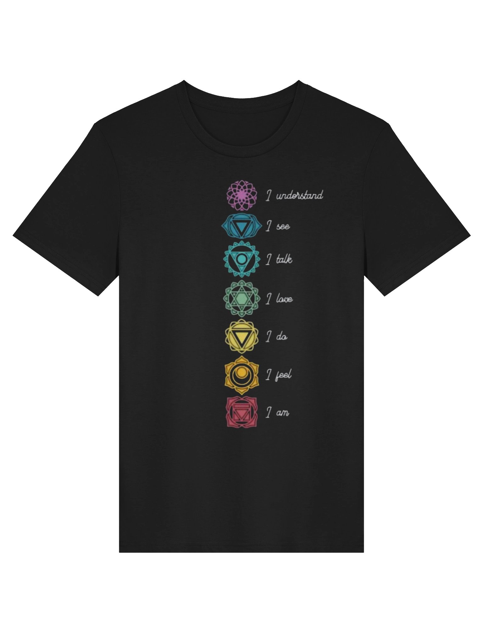 7 Chakra Symbols T-Shirt – Spiritual Energy Centers Tee | Yoga Meditation Chakra Shirt product image (1)