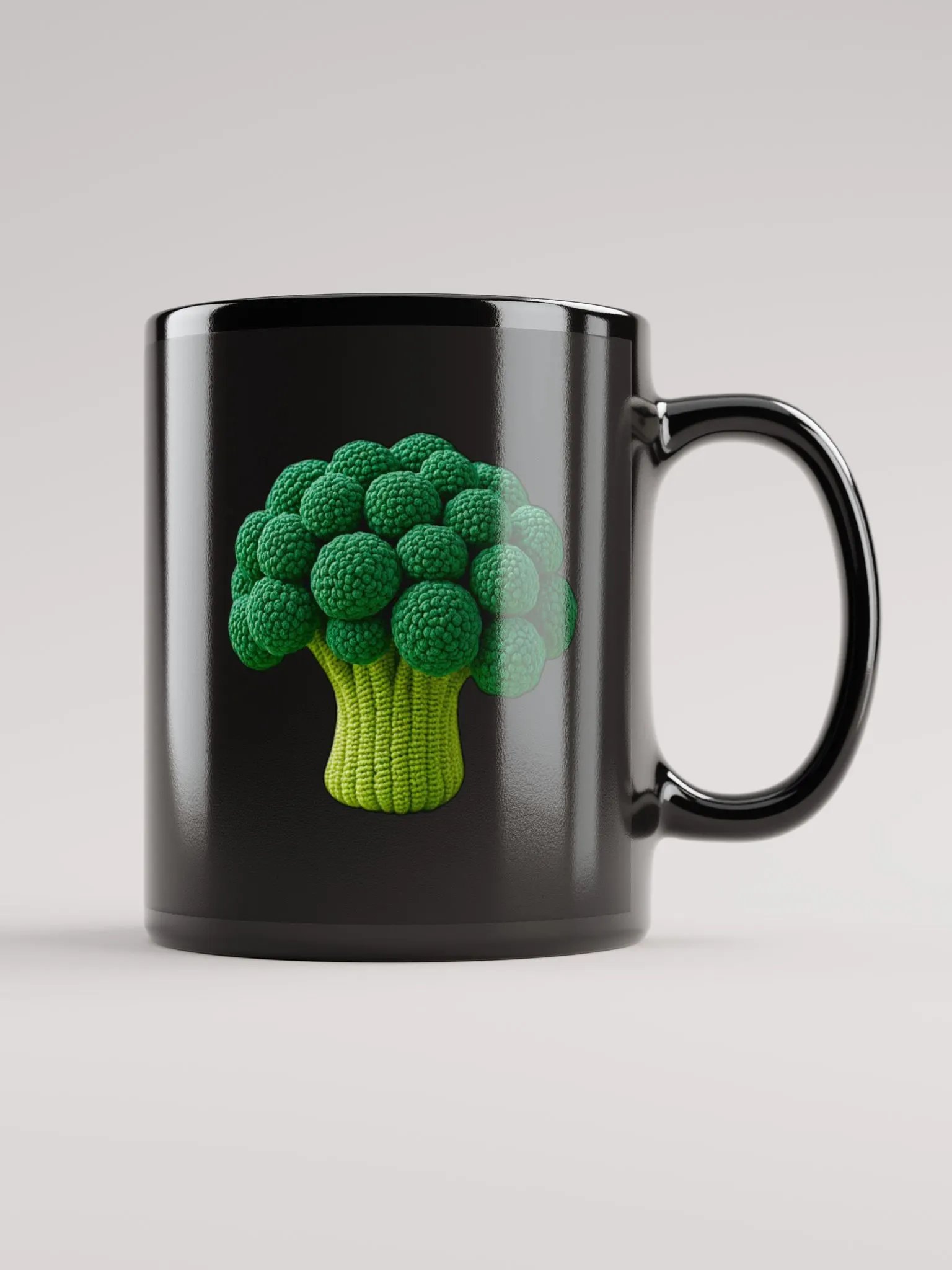 CozyAvocado Black Glossy Broccoli Mug #1 product image (1)