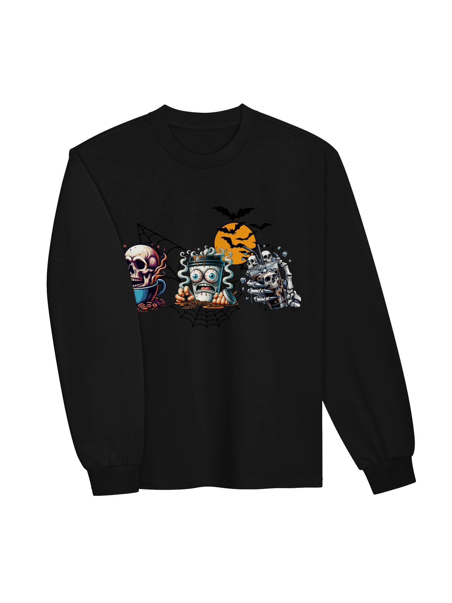 Halloween Coffee Unisex Premium Heavyweight Long Sleeve Shirt – Spooky Skull Graphic product image (16)