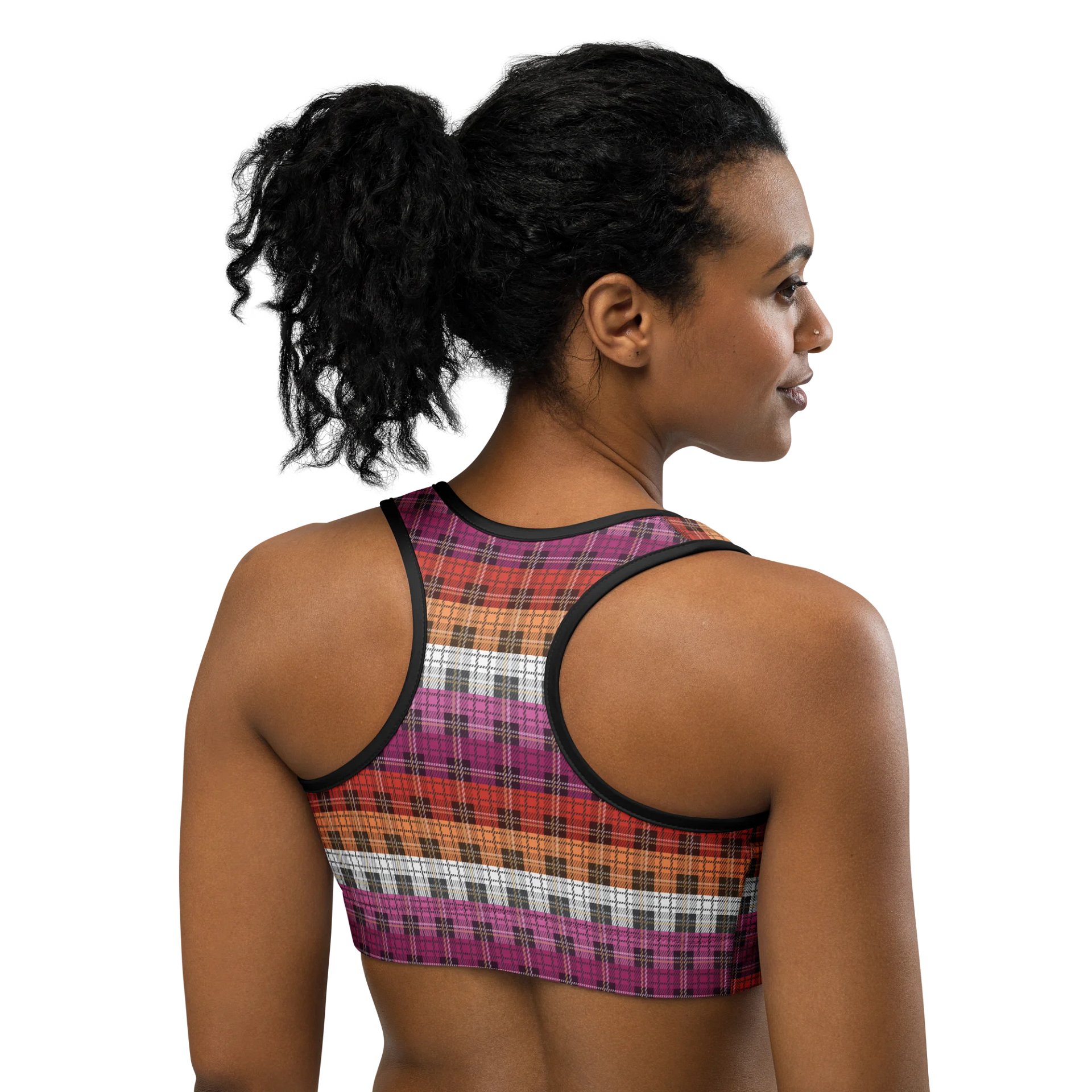Lesbian Pride Plaid Sports Bra product image (4)