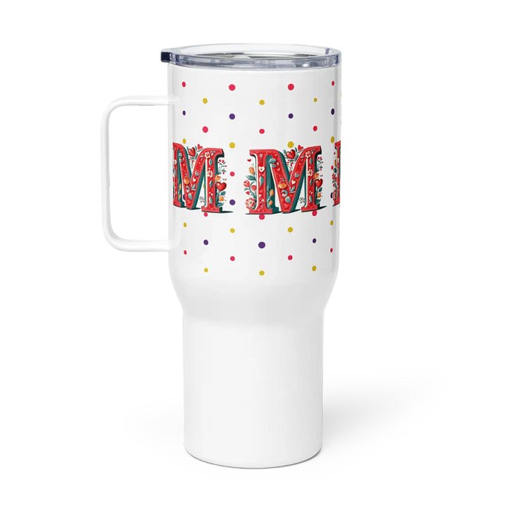 Valentine’s Monogram Letter M(3) Travel Mug with Handle product image (1)