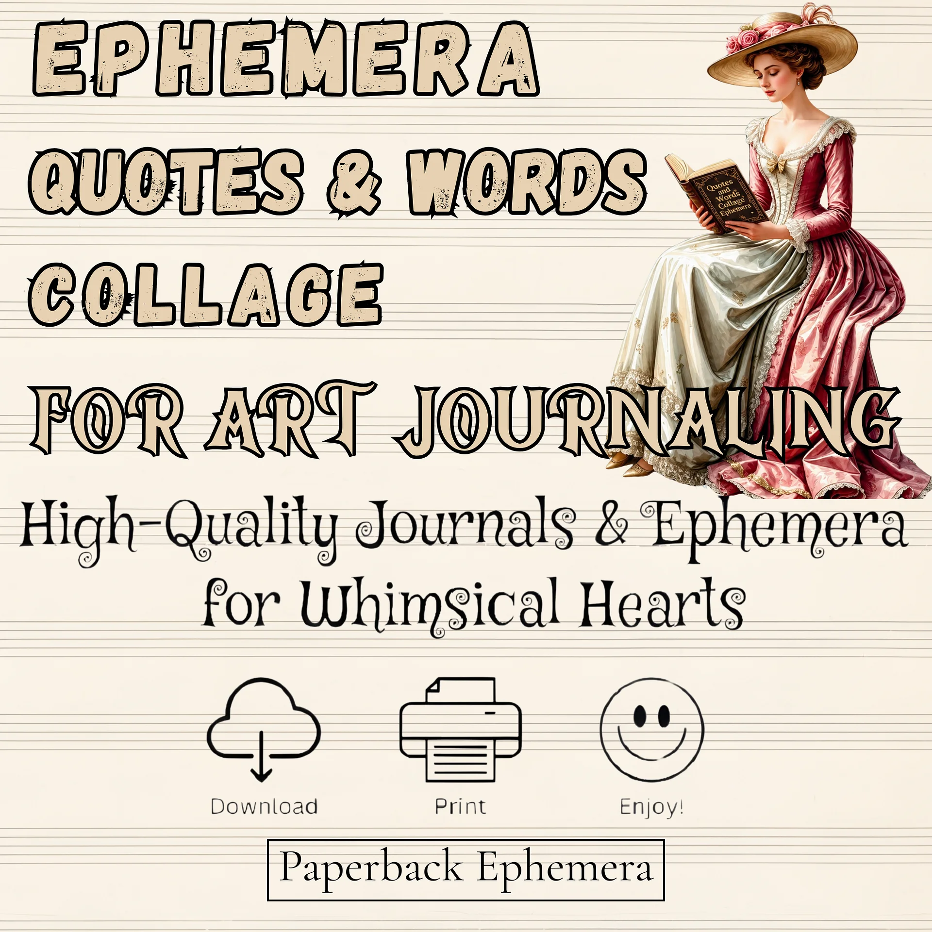 Junk Journal Printable Words & Numbers – 120+ Vintage Quotes, Labels & Ephemera PDF product image (4)