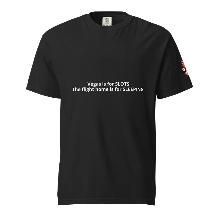 The Maccers Travel Vlogs - Vegas is for SLOTS, the Flight home is for SLEEPING - Black T-shirt product image (1)