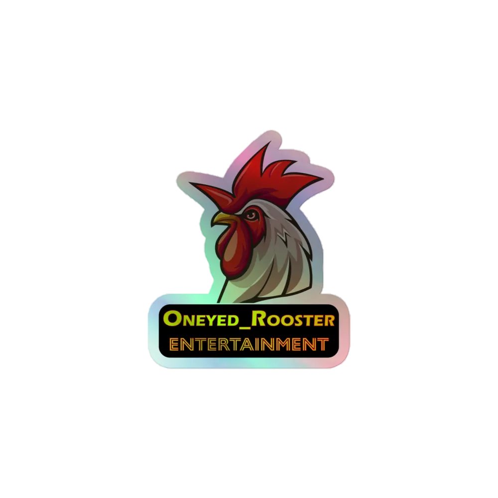 Retro Oneyed_Rooster Logo Holographic Sticker. product image (1)