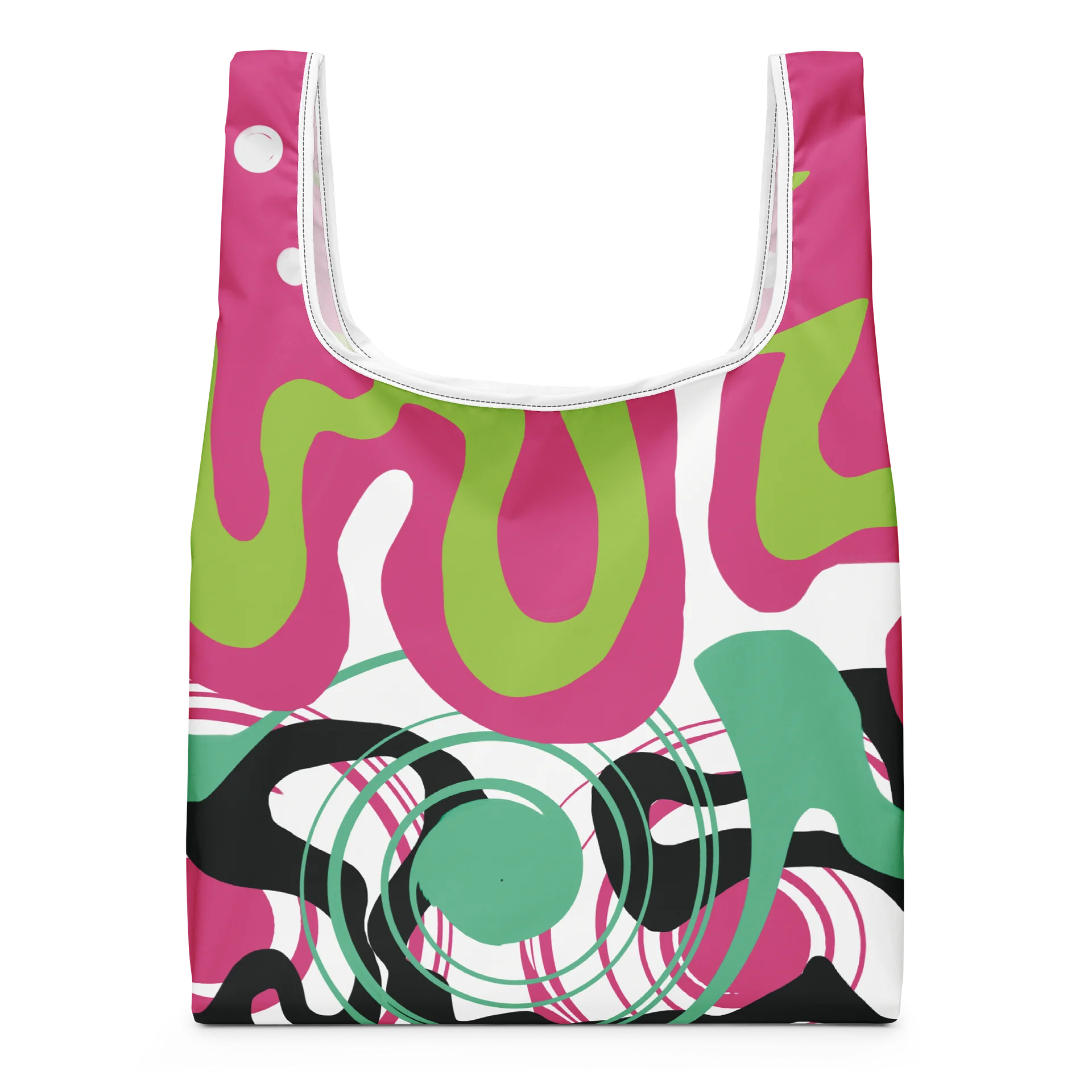 Retro-Waves Tote Bag – Stylische Einkaufstasche in Pink & Grün product image (1)