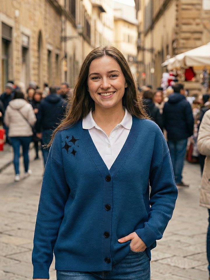 Navy Blue Knitted Cardigan Without Pocket product image (1)