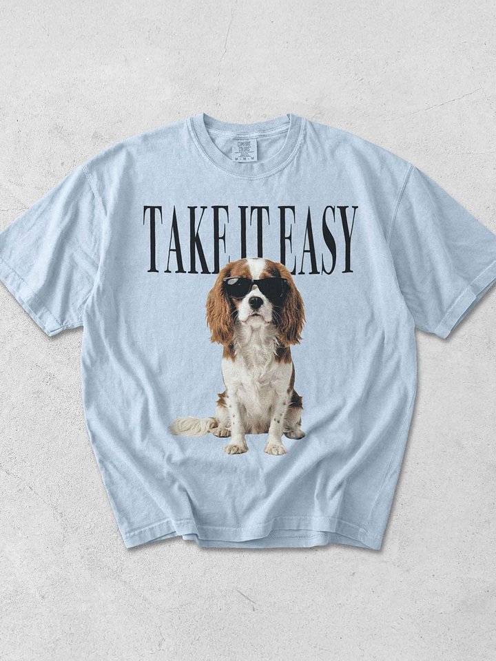 Take It Easy '90s Pop Vintage-Style T-Shirt for Cavalier King Charles Spaniel(Blenheim) Lovers product image (1)
