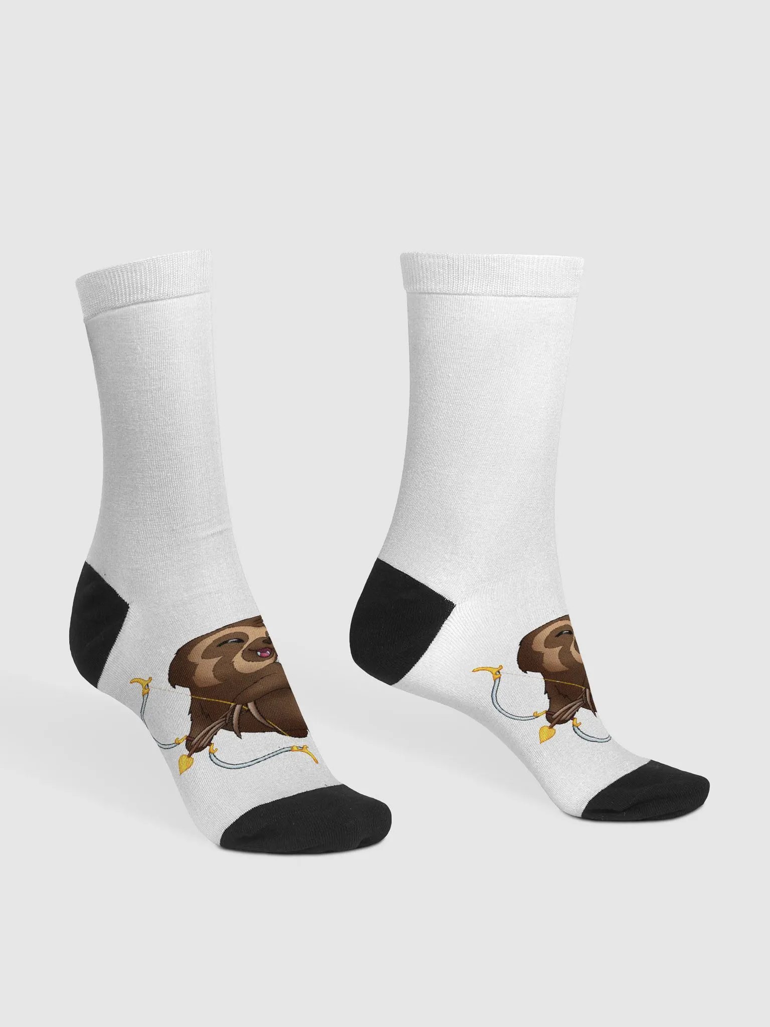 White Cupid Sloth Crew Socks product image (3)