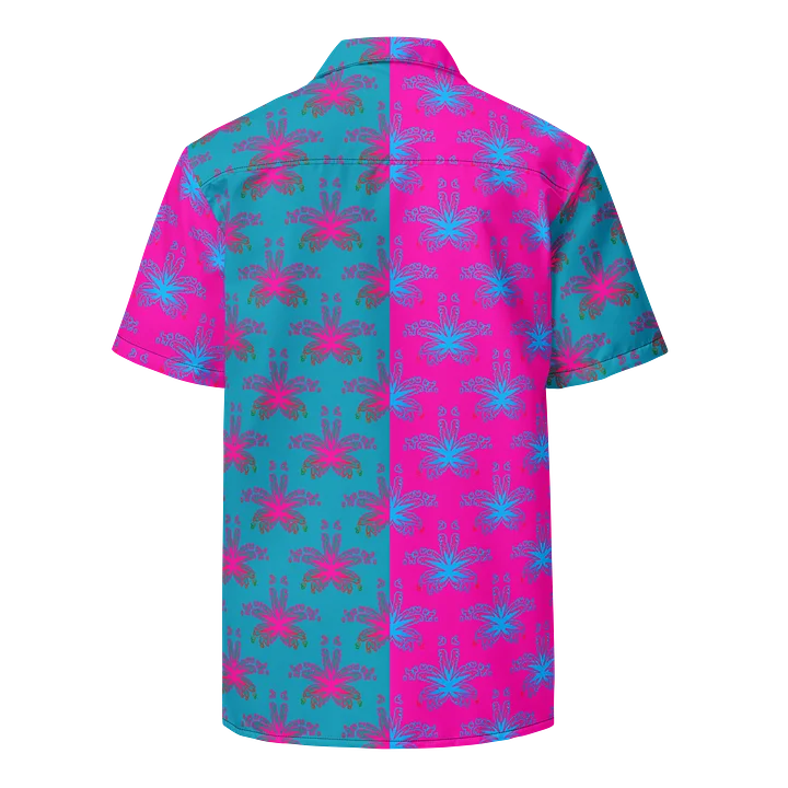 Cotton Candy Color Cannabis Art Button-Down Shirt, 420 Summertime Pink Blue Weed Leaf Stoner Fashion product image (2)
