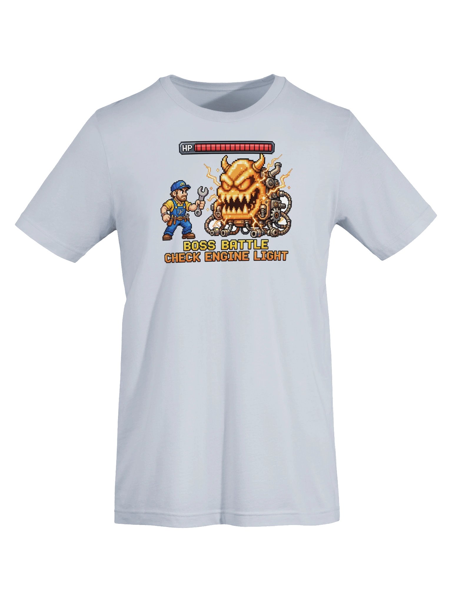 Boss Battle Check Engine Light 16-Bit Pixel Funny Mechanic T-Shirt product image (5)
