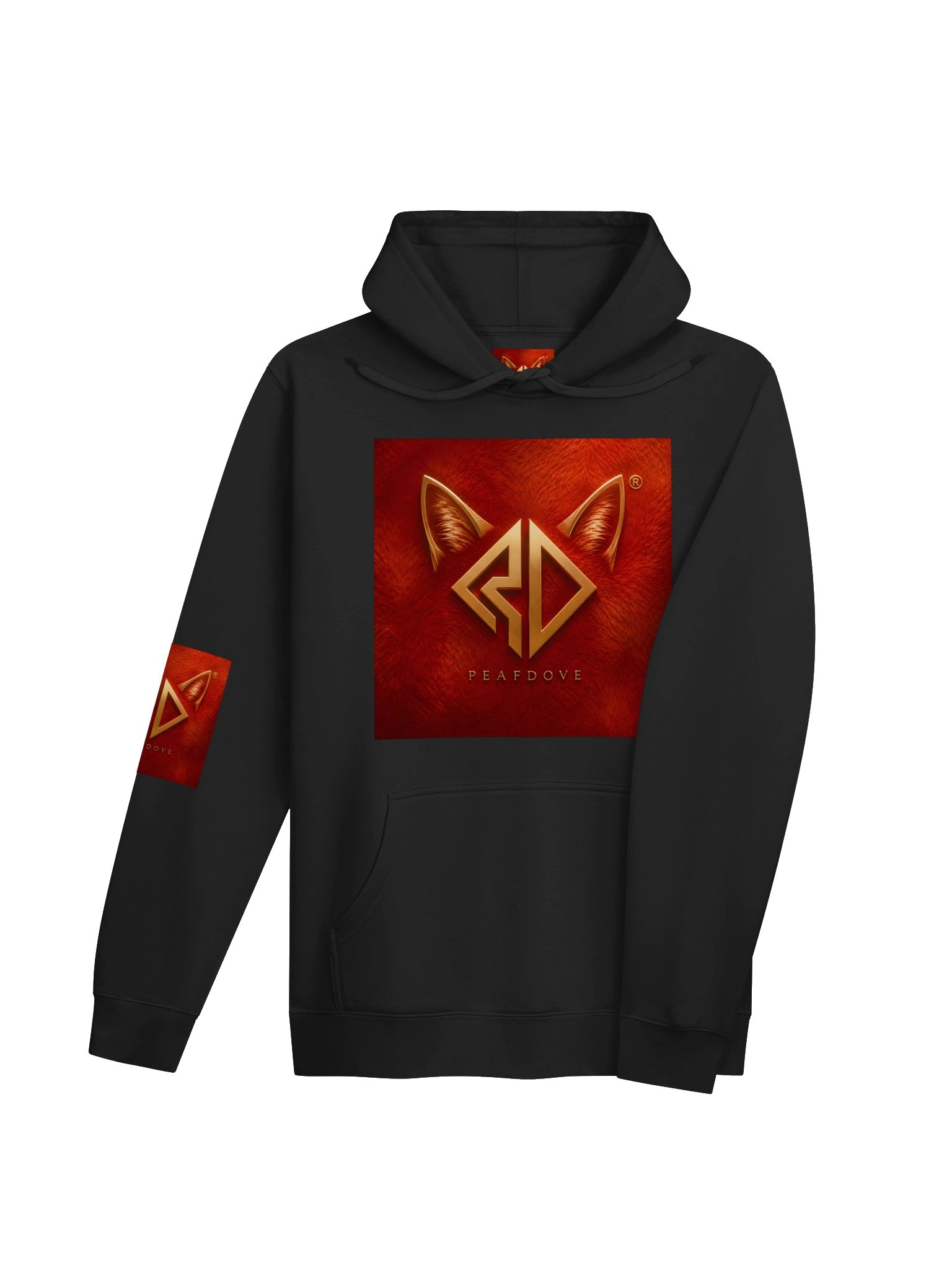 PEAFDOVE® RED CAT SIGNAL — Black Hoodie product image (5)