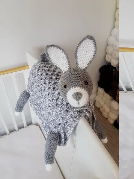 Woodland Bunny Baby Blanket Crochet Pattern - Pram Toy Security Blanket PDF - Crafting Happiness product image (5)