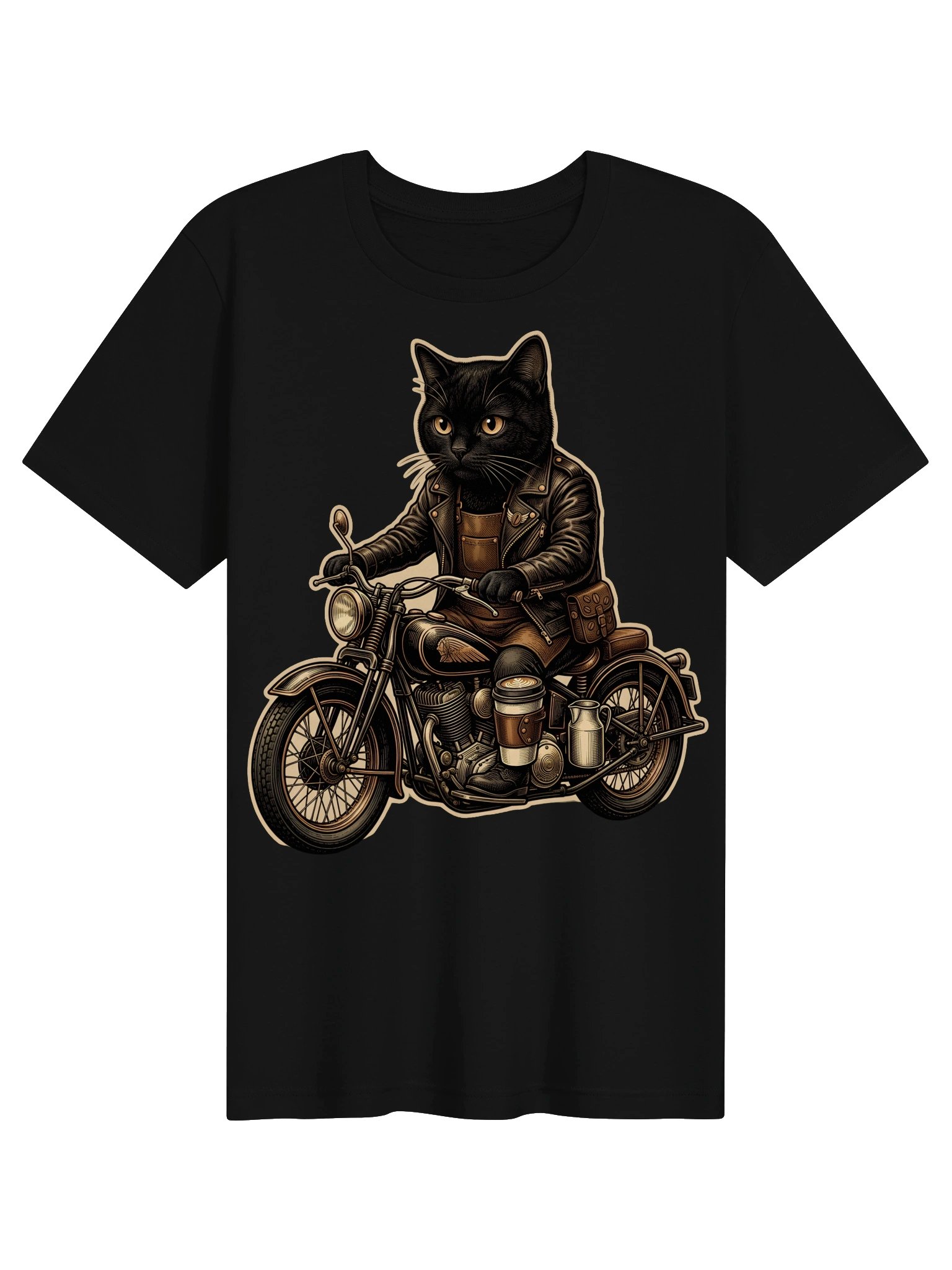 Biker Cat Vintage Graphic Tee - Motorcycle Coffee Club Shirt product image (3)