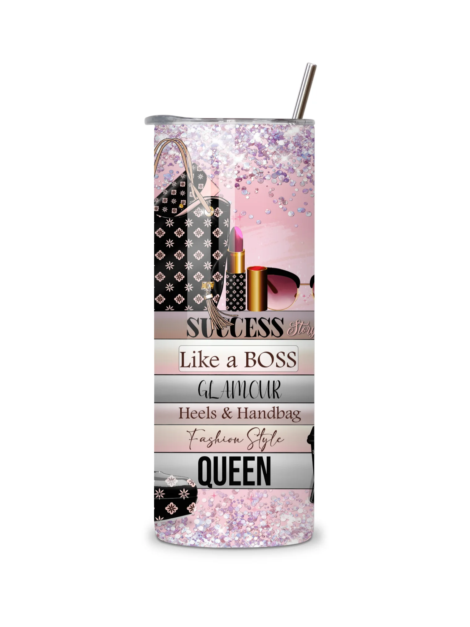 Boss Babe 20oz Skinny Tumbler with Metal Straw – Double-Walled Insulated Stainless Steel Tumbler for Hot & Cold Drinks, Gift for Stylish Women product image (5)