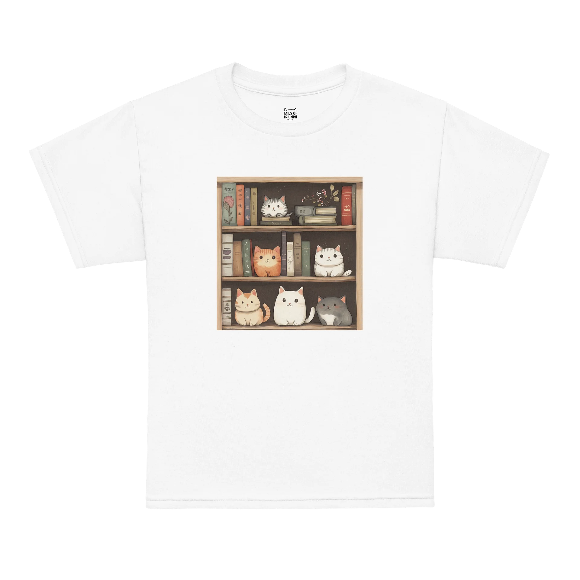 Cat Tales Bookshelf Youth Tee product image (63)