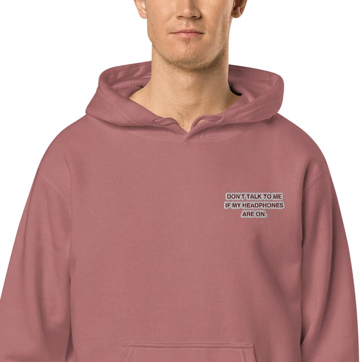 L.C. HEADPHONES ON (maroon bubble design) embroidered pigment hoodie product image (2)
