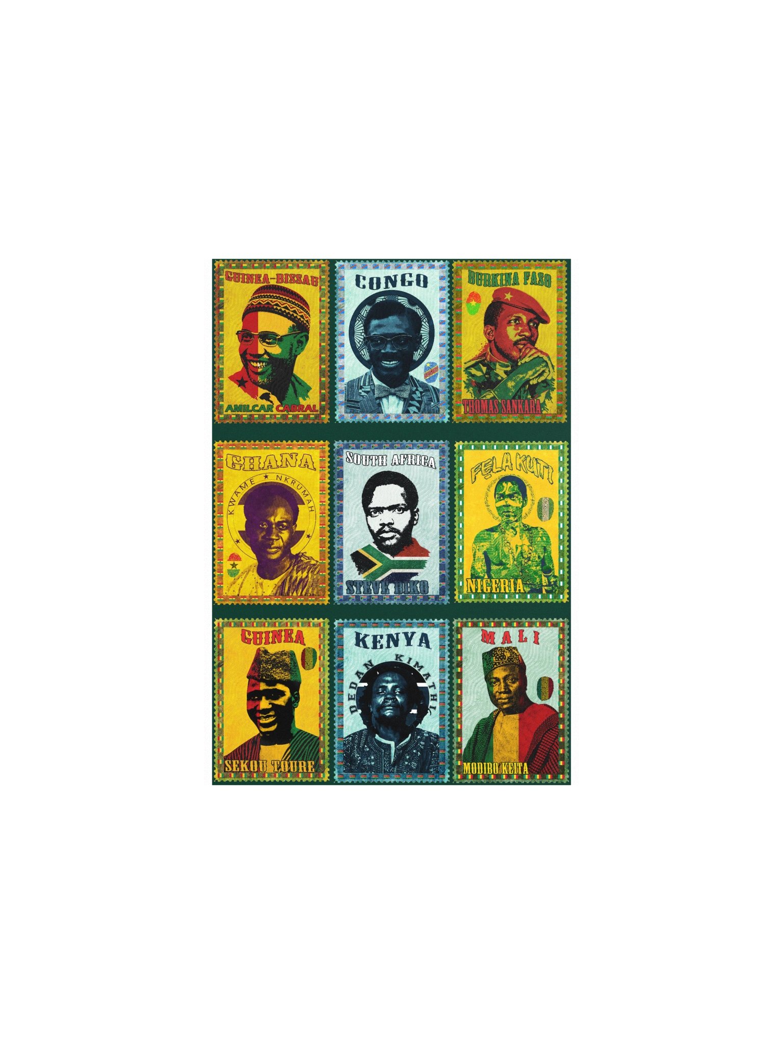 Pan-African Vintage Postage Stamp Collage | Gallery set of 9 product image (2)