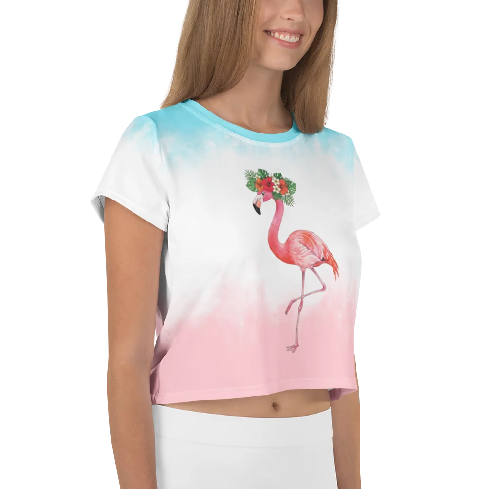 Floral Flamingo Watercolor Crop Tee product image (4)