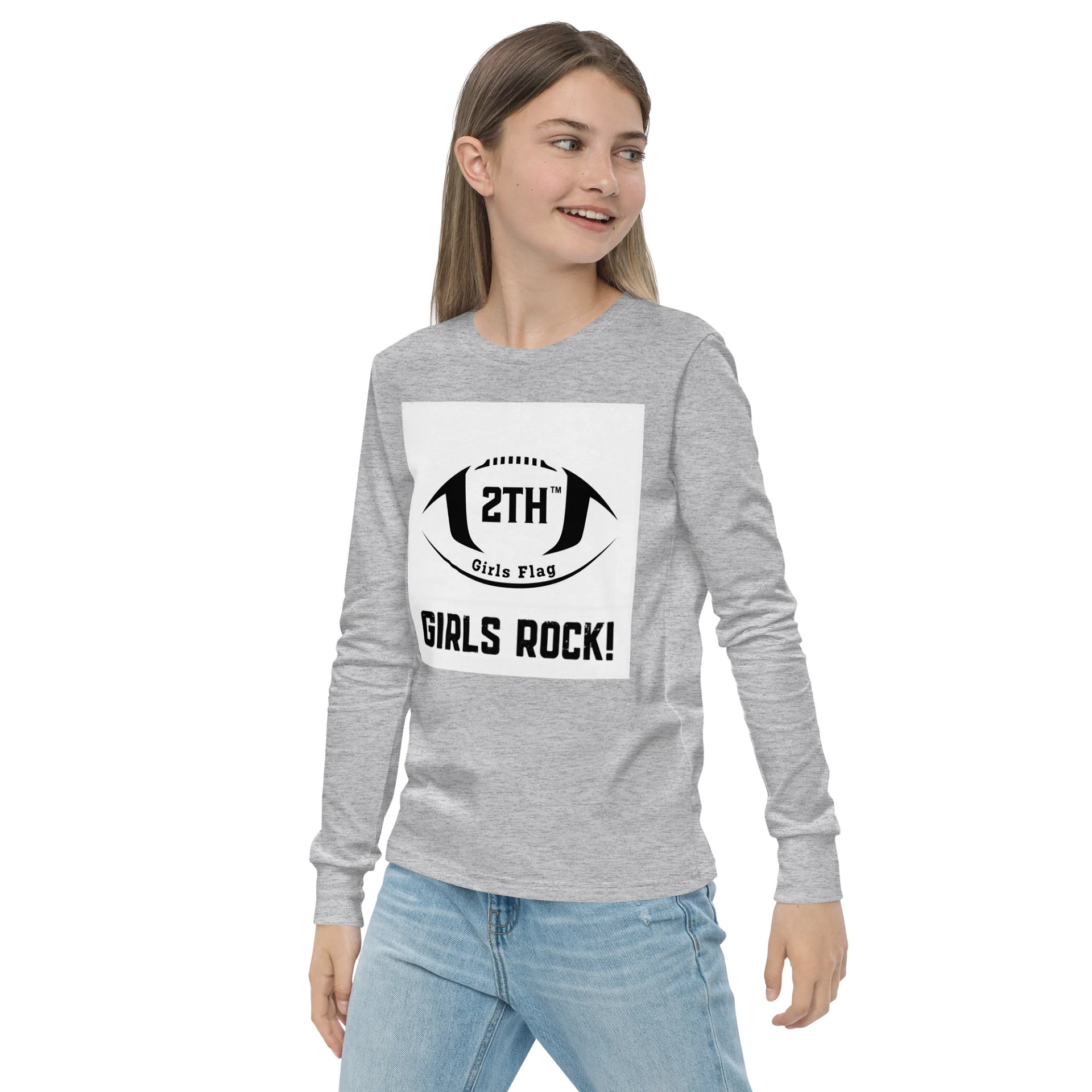 2TH Girls Rock! Youth Football Logo Long Sleeve Tee product image (3)