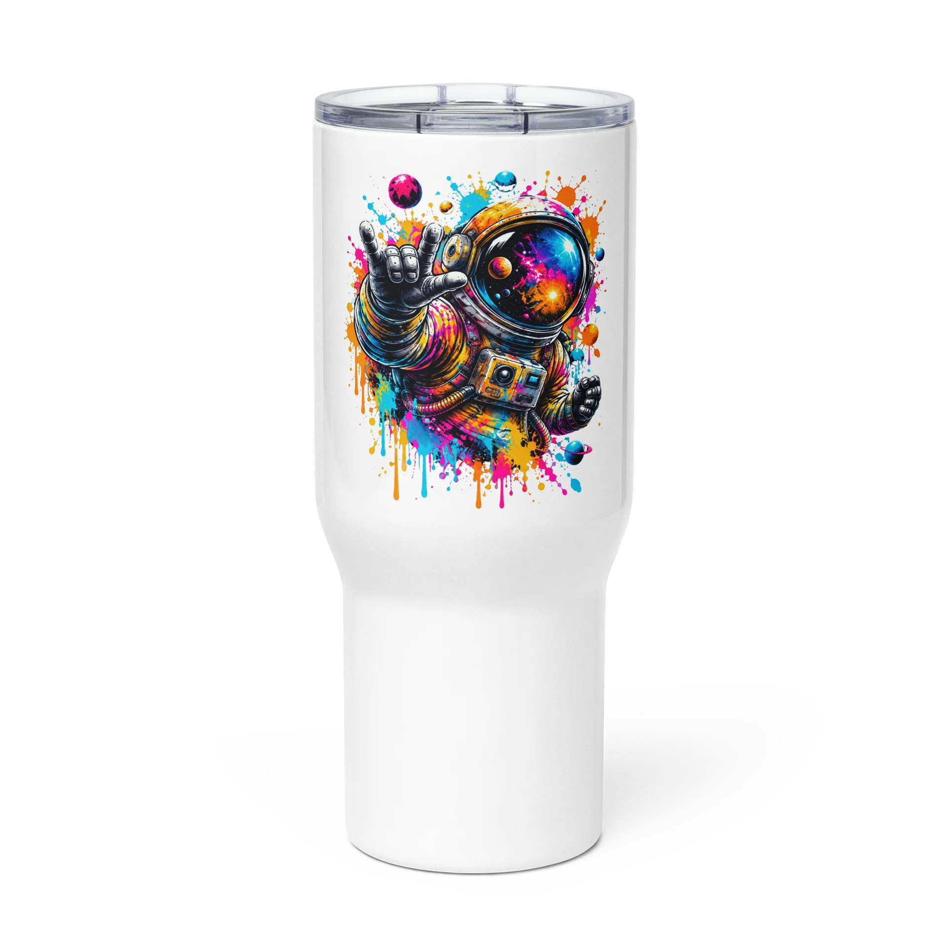 Cosmic Rebel – Neon Astronaut Travel Mug product image (3)