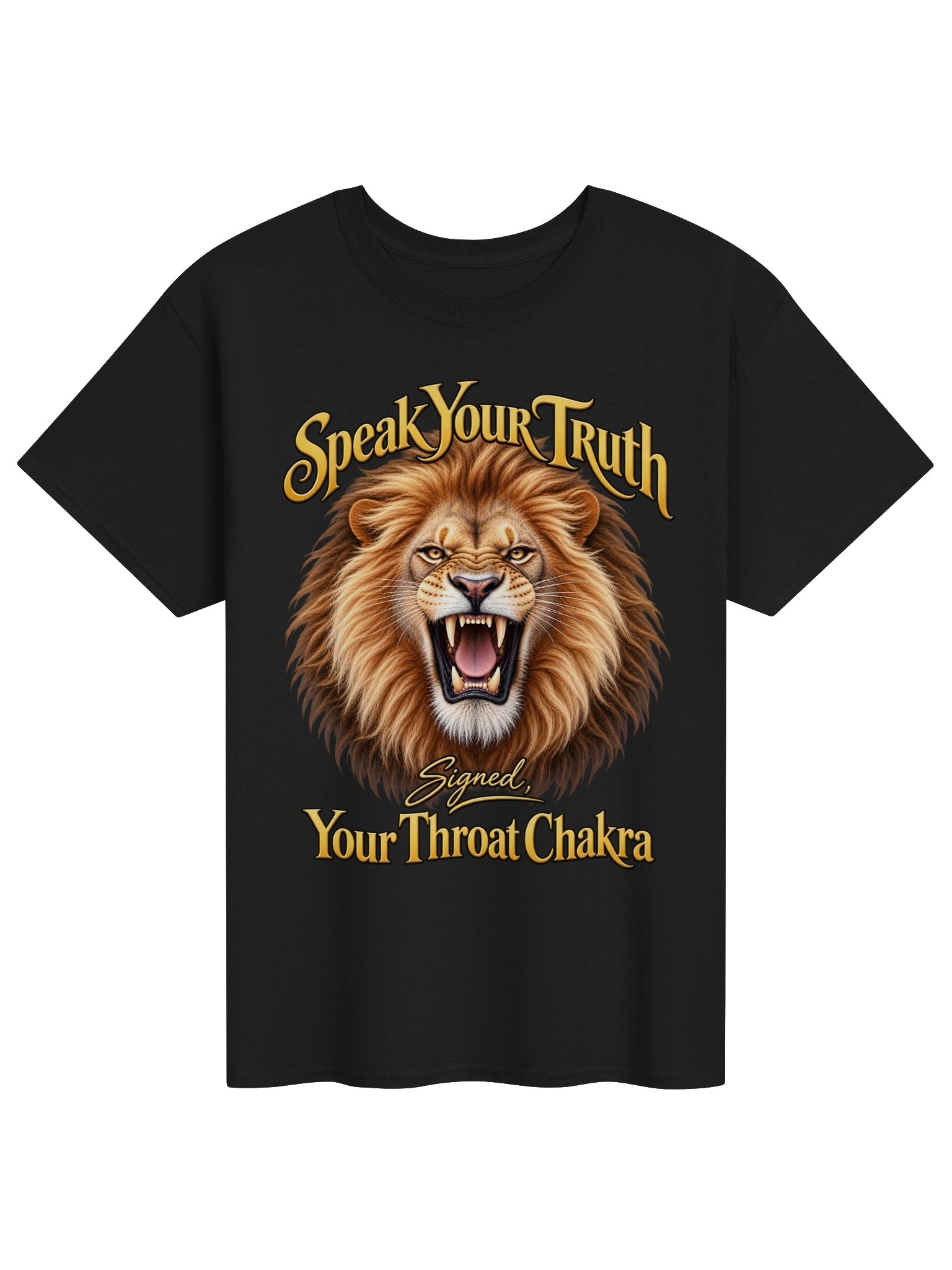 Lion - Speak Your Truth Signed Throat Chakra - Unisex Gildan Heavyweight 100% Cotton T-Shirt product image (1)