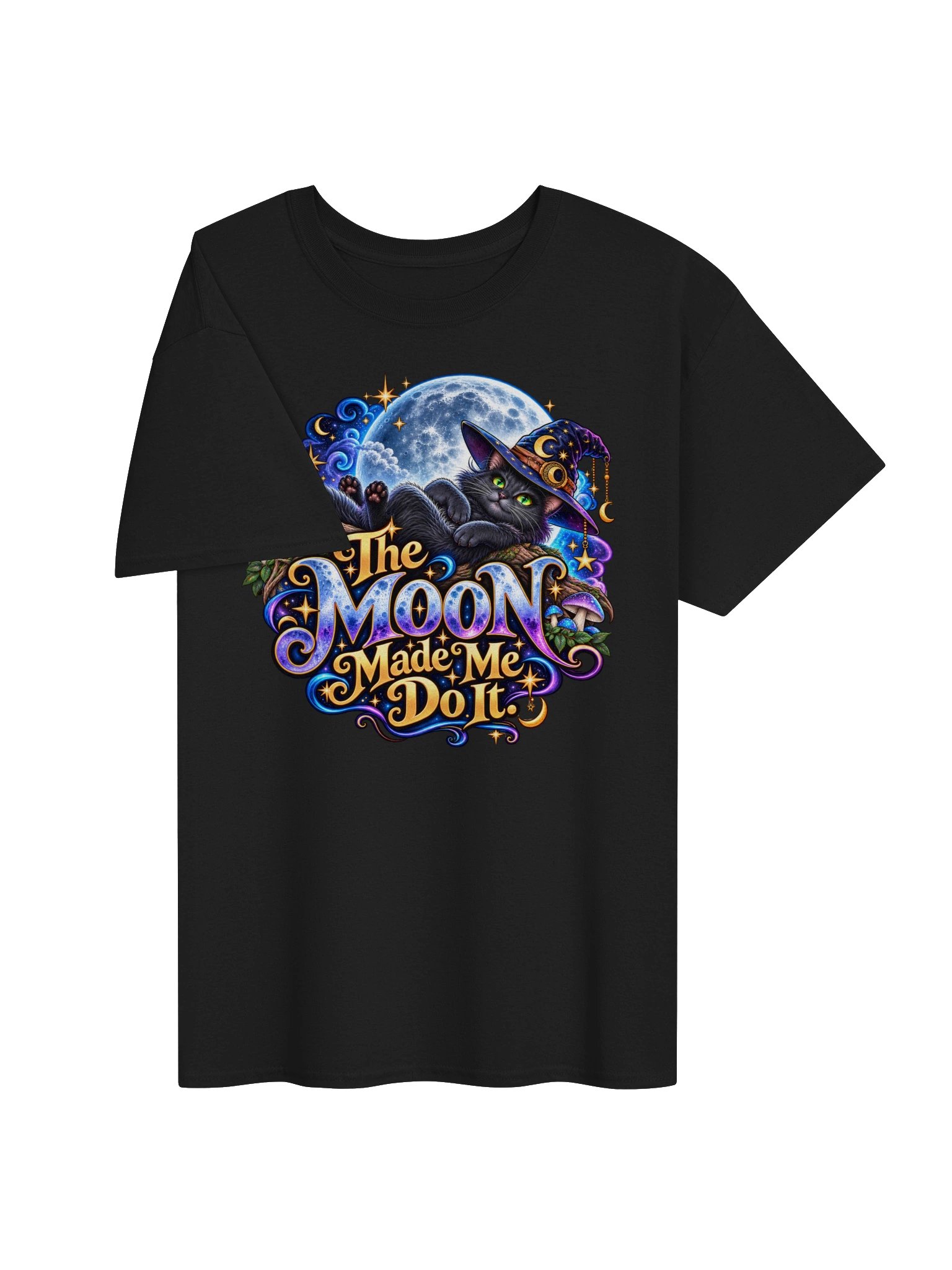 The Moon Made Me Do It - Gildan Heavyweight T-Shirt - Black Cat & Moon Design product image (7)
