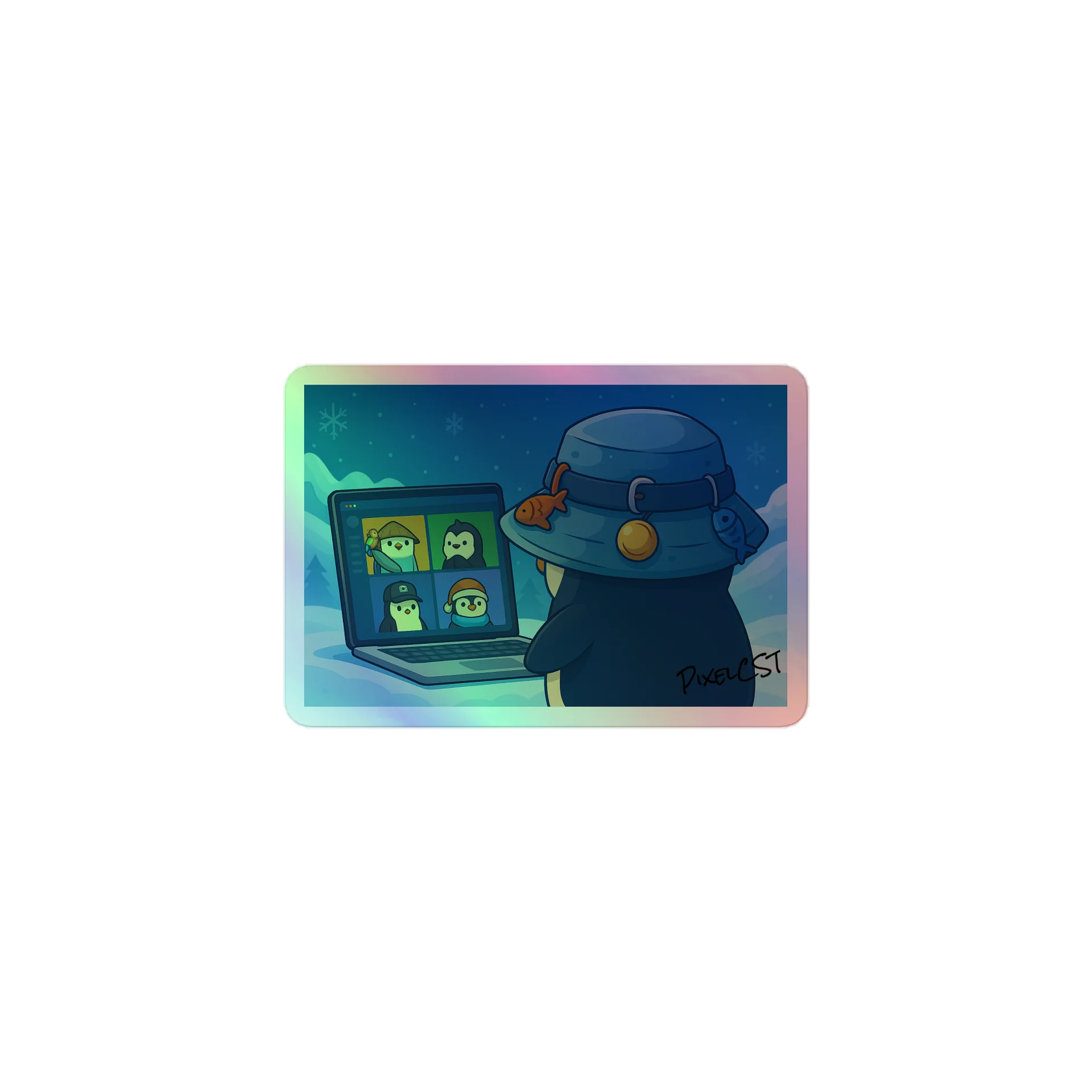 Pinguin Meeting Hologramm Sticker product image (1)
