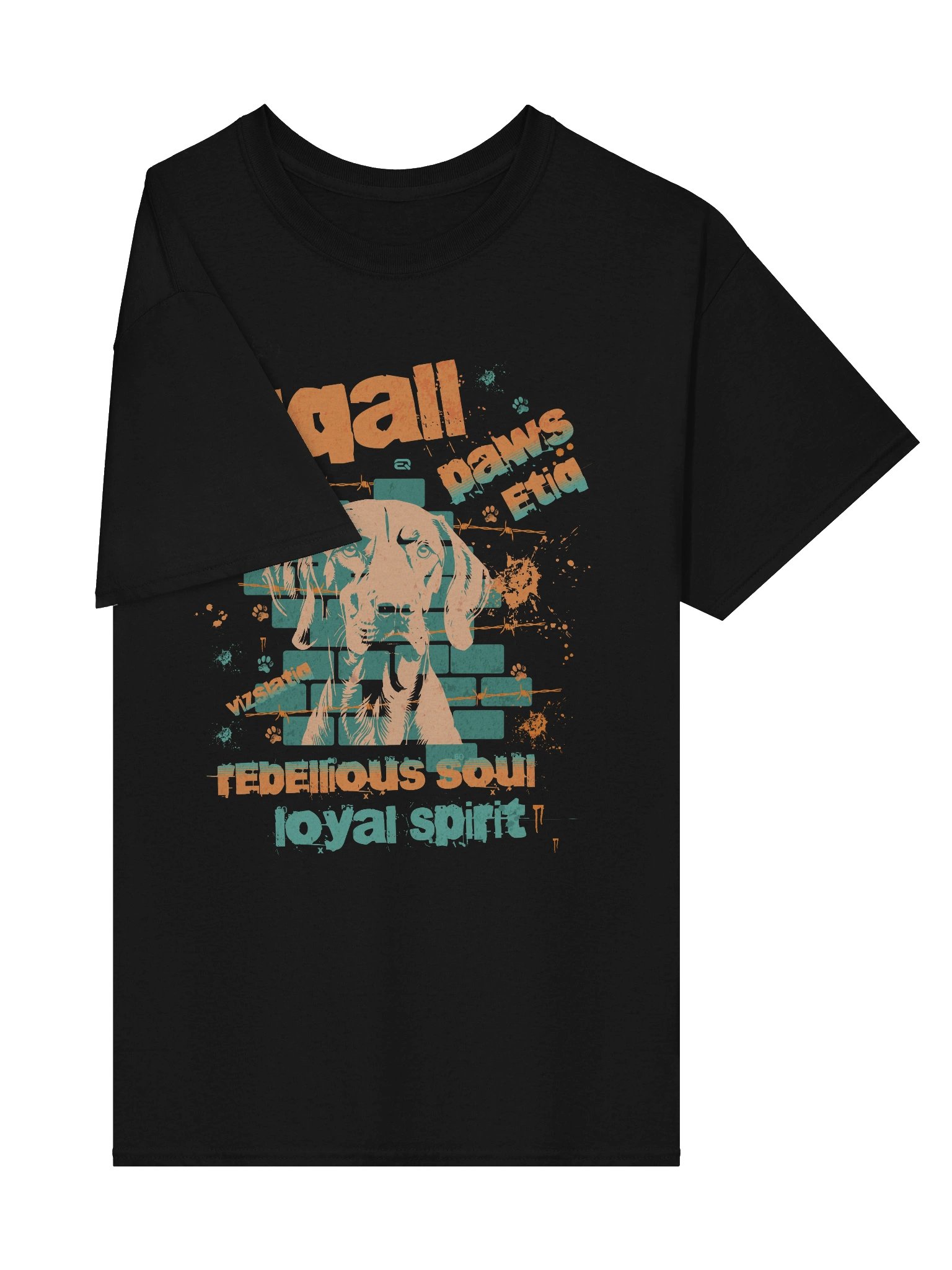 PAWSETIQ 100% Cotton Unisex Gildan T-shirt by EQALL® Originals: VIZSLATIQ_Orange_Turquoise product image (6)