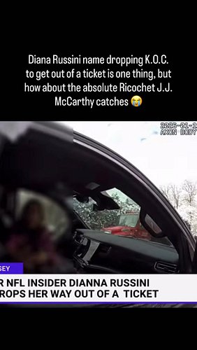 Diana Russini name dropping K.O.C. to get out of a ticket is one thing, but how about the absolute Ricochet J.J. McCarthy cat...