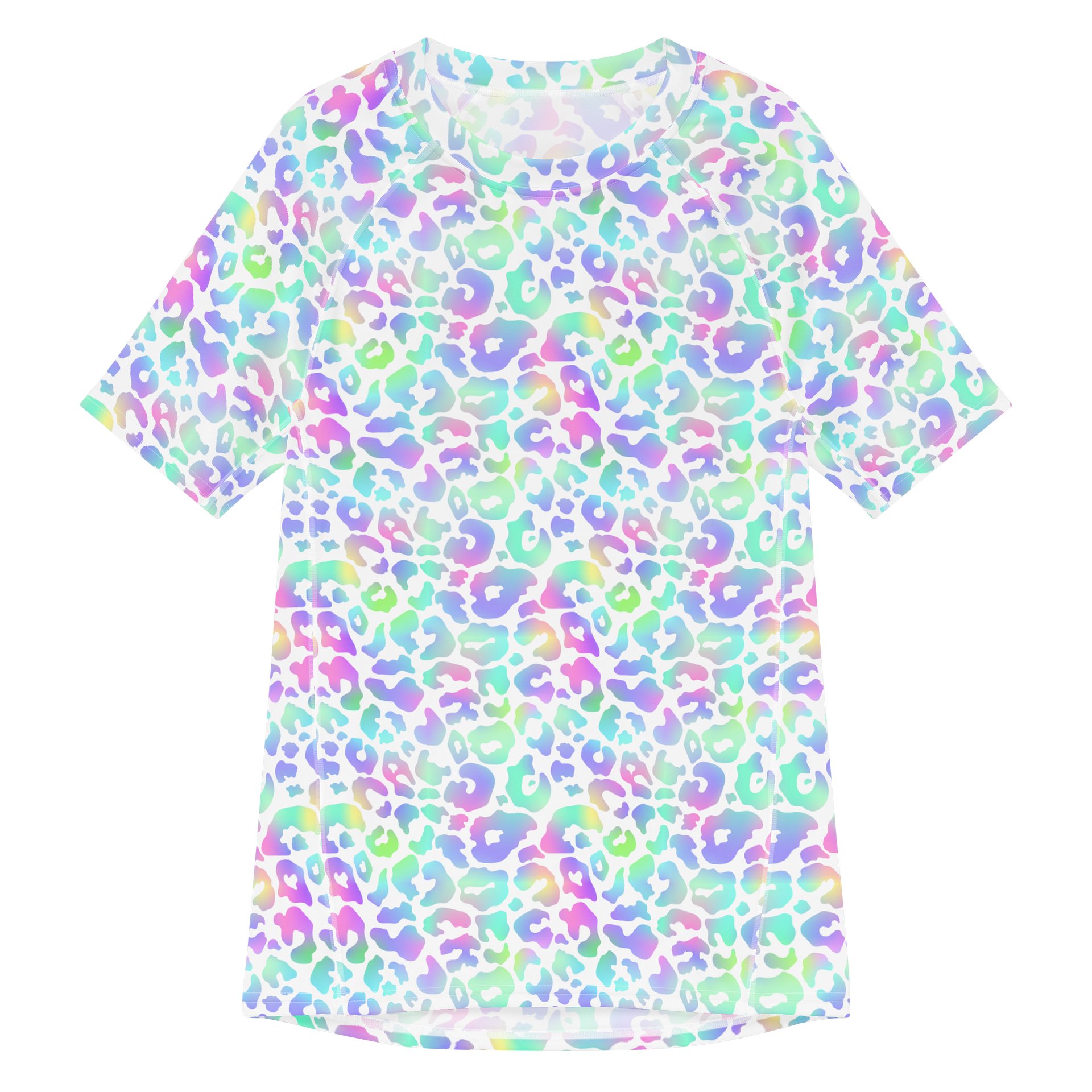 Leopard Print Pastel Rainbow Men’s Rash Guard product image (1)